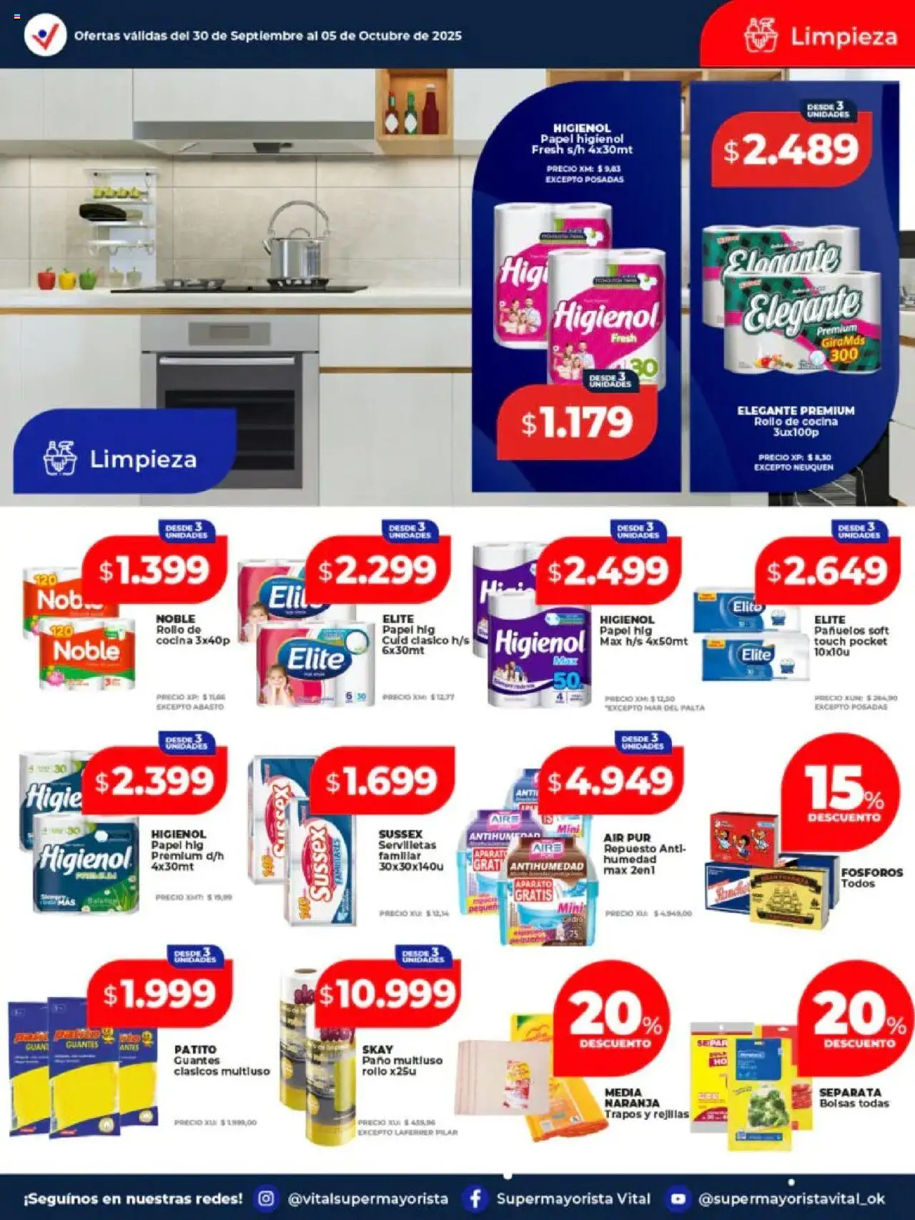 Vital - Ofertas Posadas │ válido desde el 30.09.2025 | Página: 8 | Productos: Fósforos, Cocina, Servilletas, Guantes