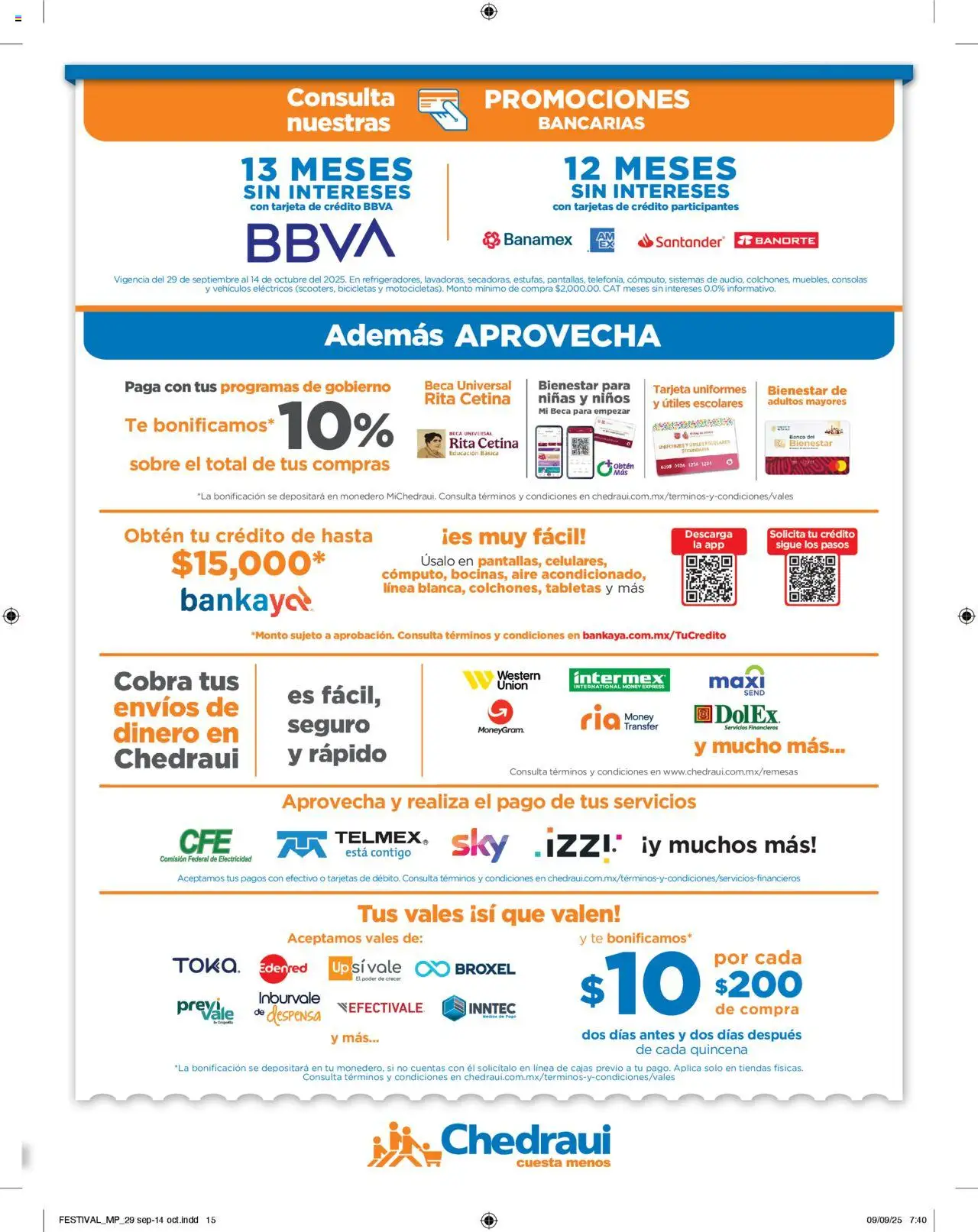 Nuevas ofertas de Chedraui válidas en toda la República Mexicana desde el 29.09.2025. ¡Encuentra las mejores ofertas en Chedraui - Folleto Nuestras marcas propias! | Página: 15 | Productos: Monedero, Banco, Té, Sobre