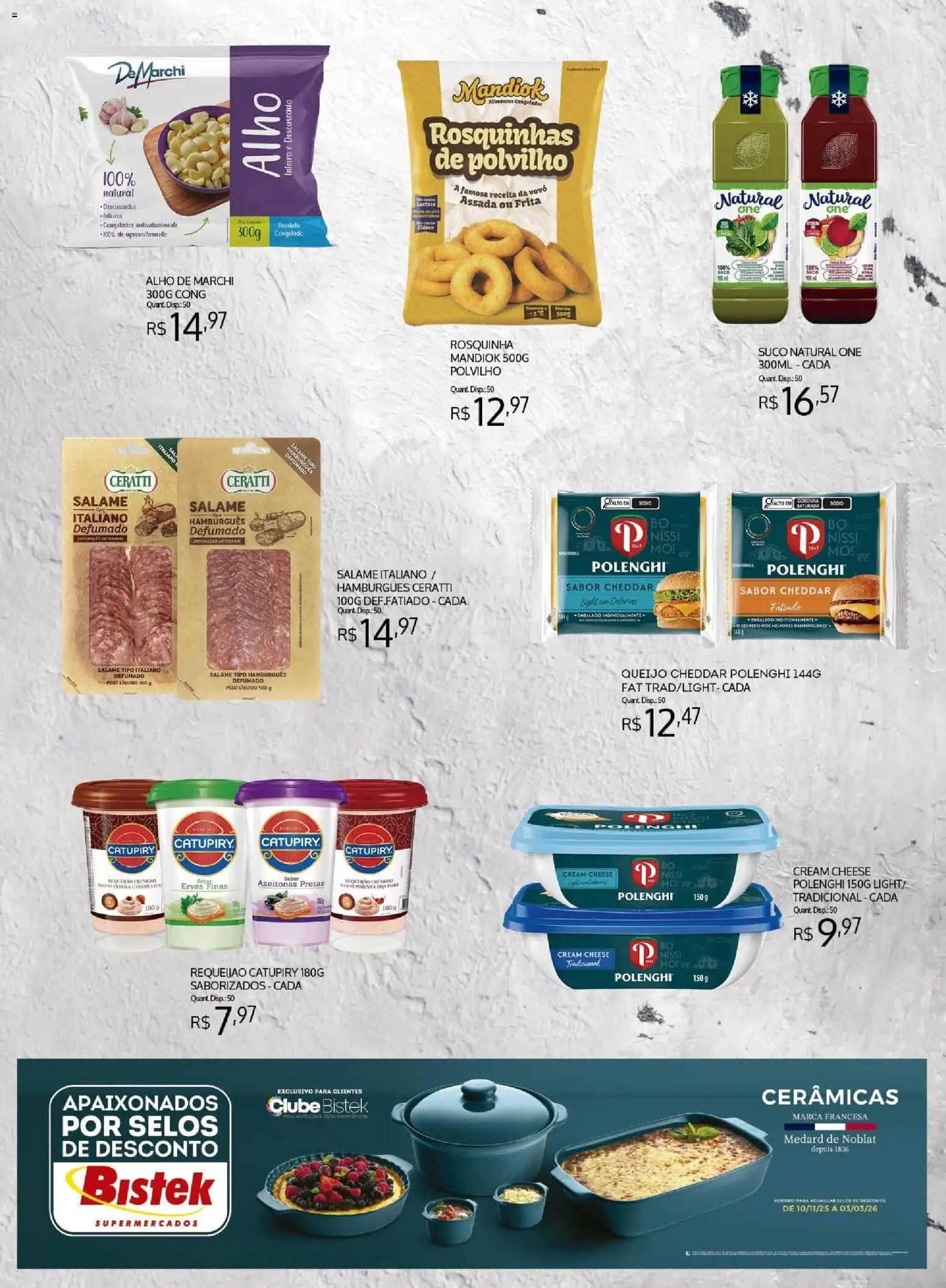Bistek Supermercados Folheto - válido de 03.12.2025 | Página: 5 | Produtos: Alho, Cebola, Suco, Cheddar