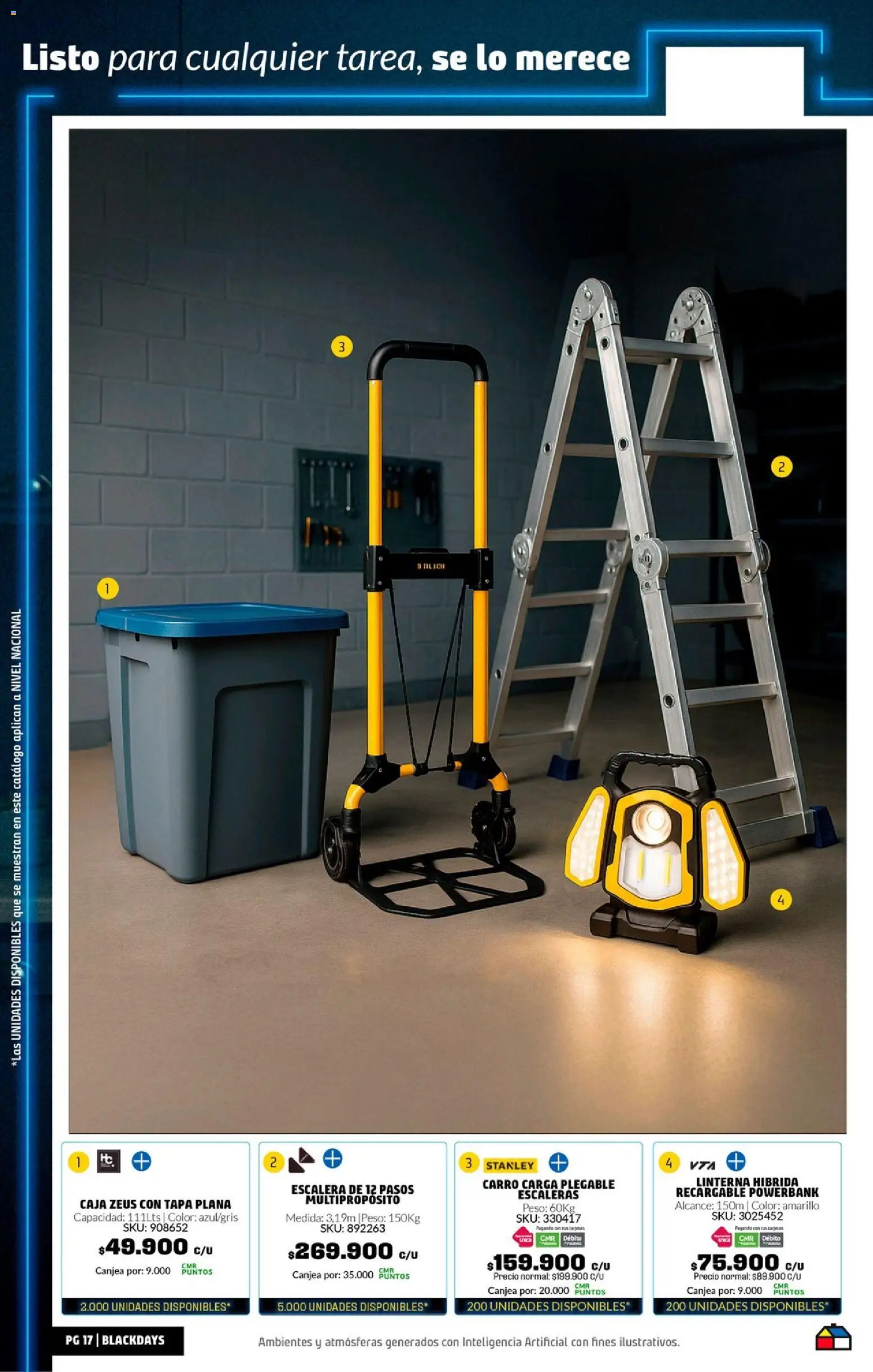 Homecenter revista - valida desde el 29.10.2025 | Página: 17 | Productos: Peso, Linterna, Caja, Escalera