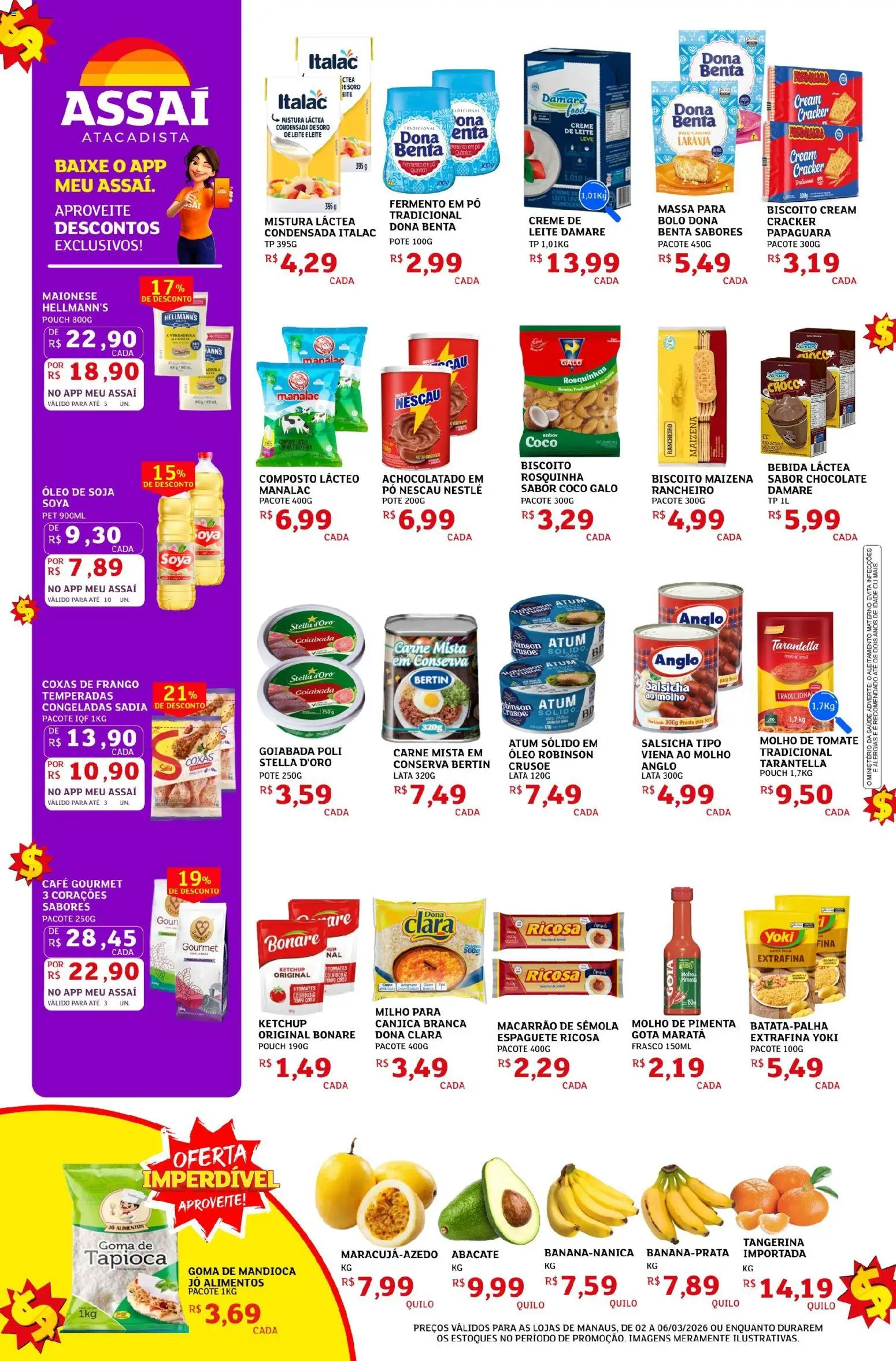 Assaí Atacadista Folheto - válido de 02.03.2026 | Página: 2 | Produtos: Pimenta, Molho de tomate, Massa, Rosquinha