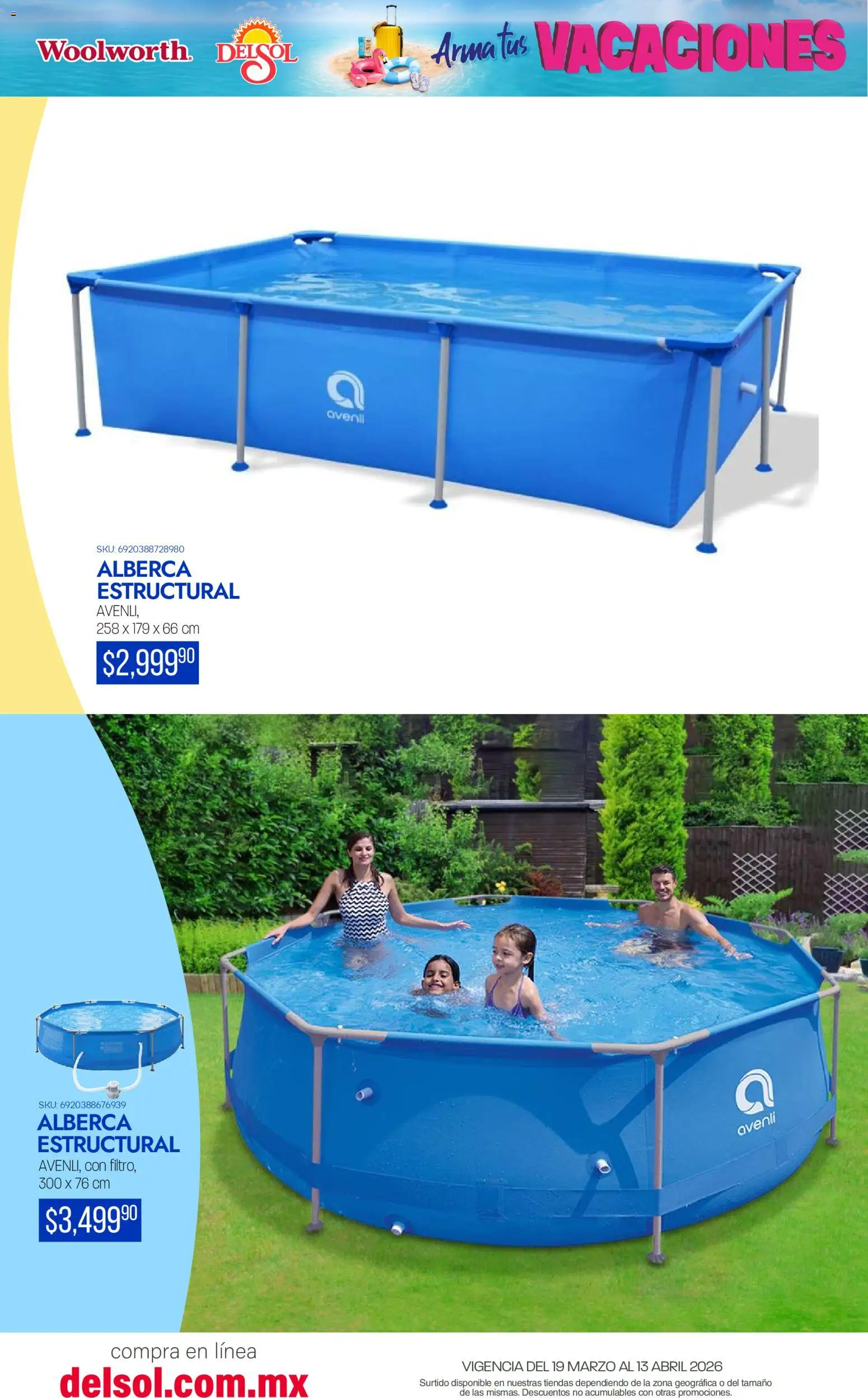 Nuevas ofertas de Del Sol y Woolworth catálogo Arma tus Vacaciones  válidas en toda la República Mexicana desde el 19.03.2026. ¡Encuentra las mejores ofertas en Del Sol y Woolworth catálogo Arma tus Vacaciones ! | Página: 6