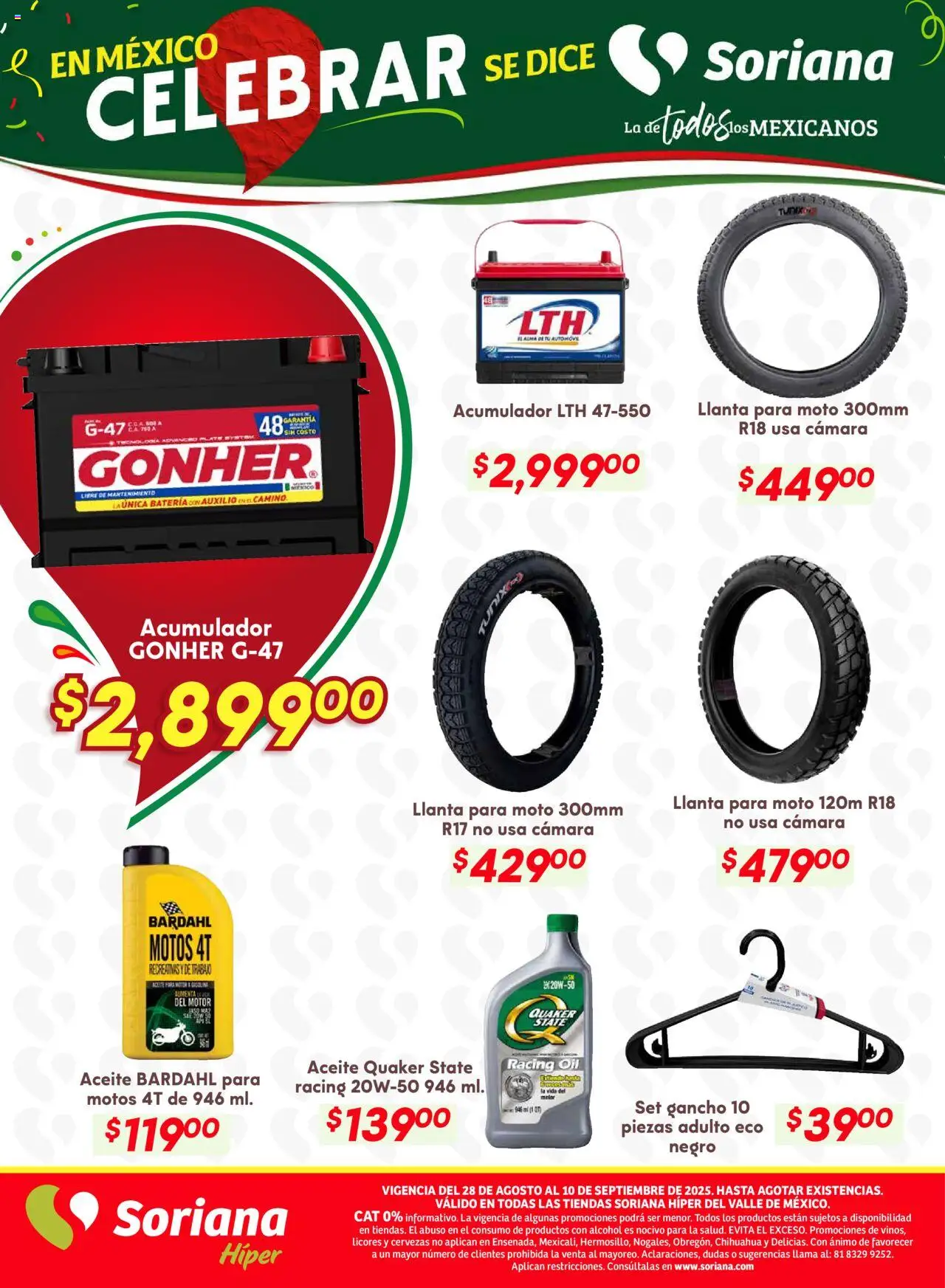 Nuevas ofertas de Soriana válidas en toda la República Mexicana desde el 28.08.2025. ¡Encuentra las mejores ofertas en Soriana - Preciazazaso Híper: Valle de México! | Página: 47 | Productos: Aceite, Cámara, Batería