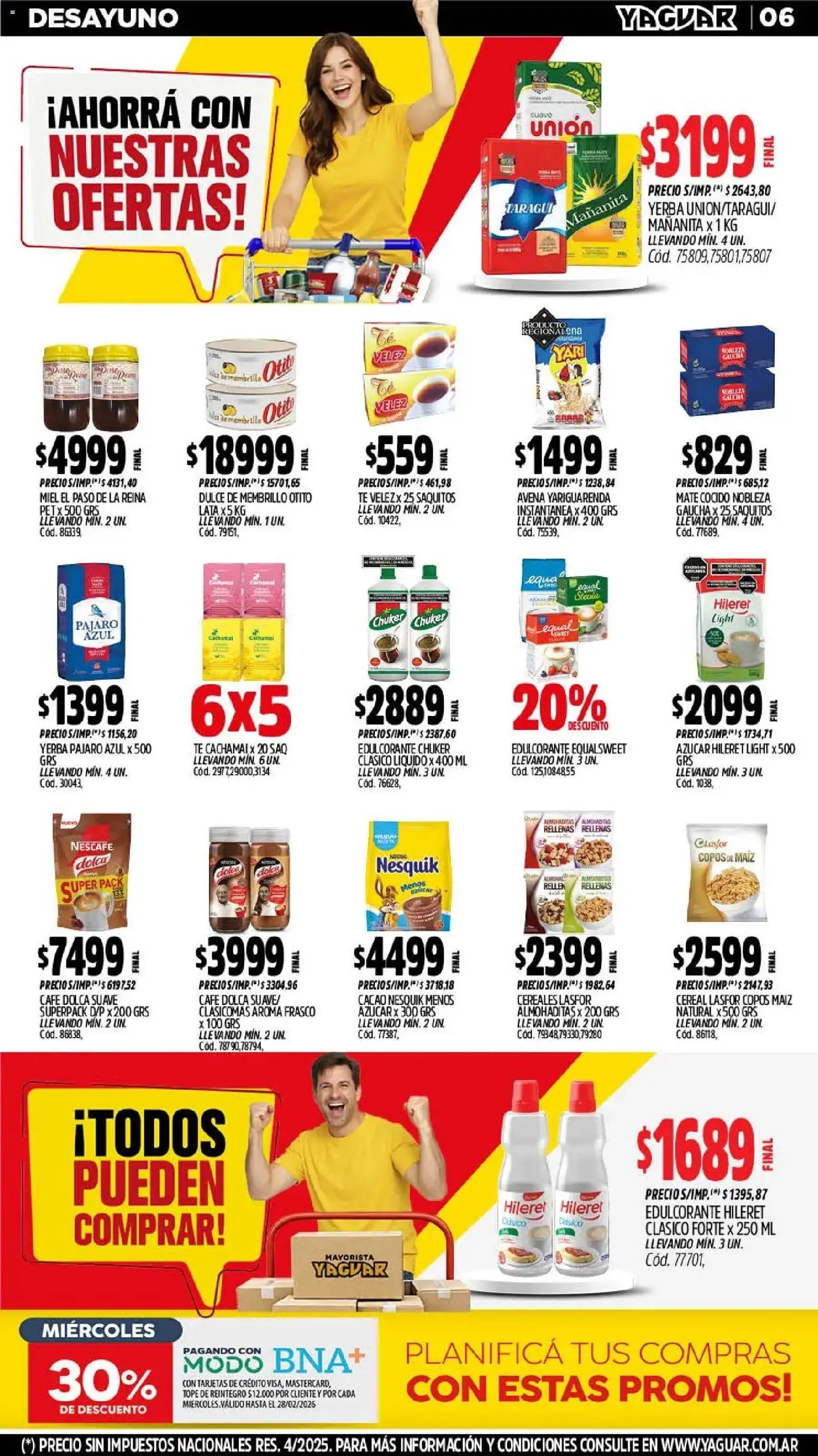 Yaguar - Oferta Semanal Jujuy │ válido desde el 23.02.2026 | Página: 6 | Productos: Azucar, Frasco, Café, Té