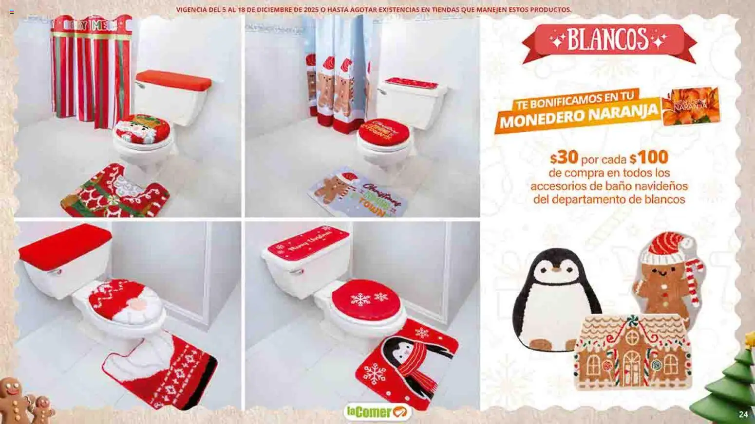 Nuevas ofertas de La Comer válidas en toda la República Mexicana desde el 05.12.2025. ¡Encuentra las mejores ofertas en La Comer folleto Felices Fiestas! | Página: 24 | Productos: Monedero, Té, Baño