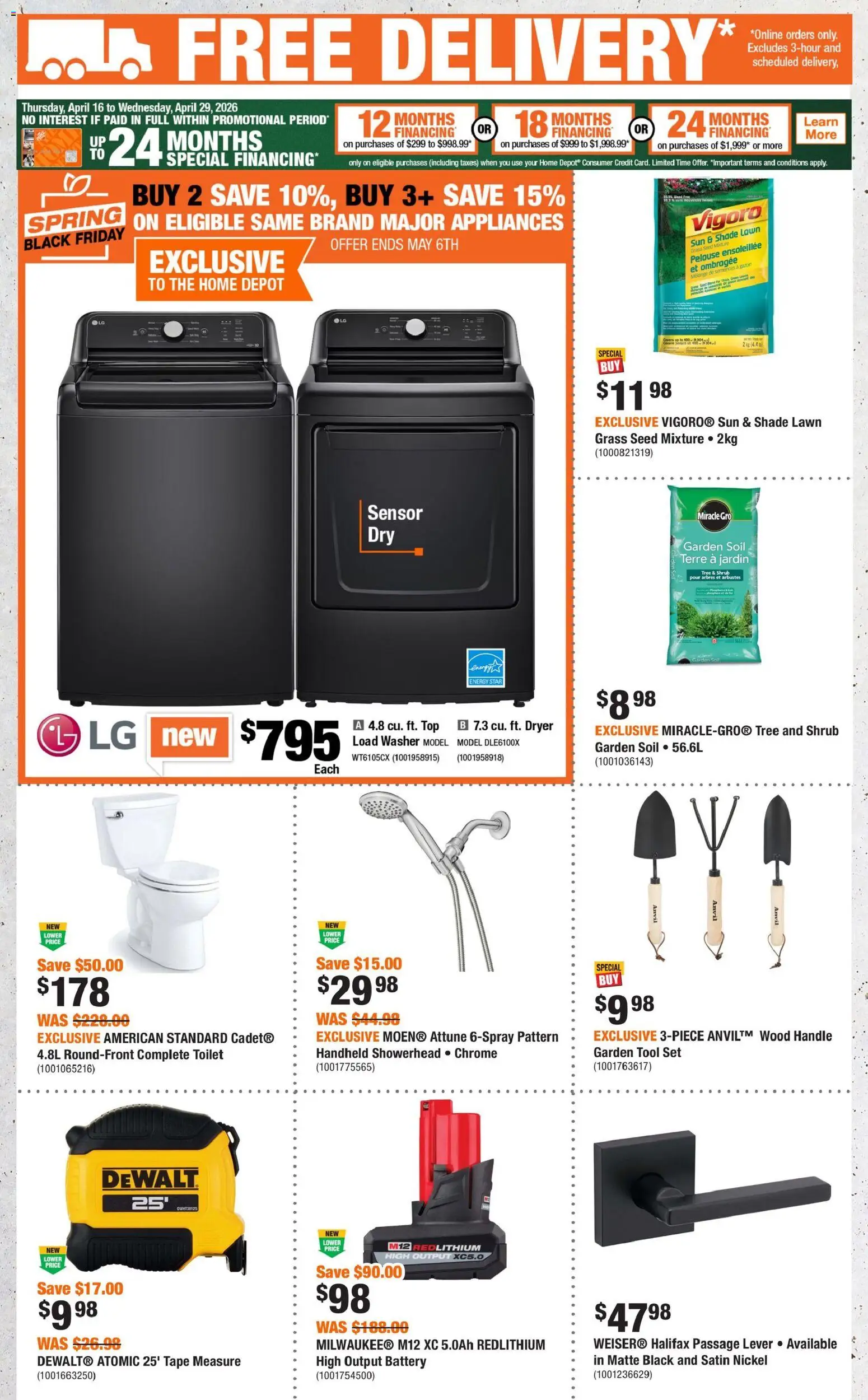 Home Depot flyer valid from 16.04.2026 | Page: 2 | Products: Dryer, Battery