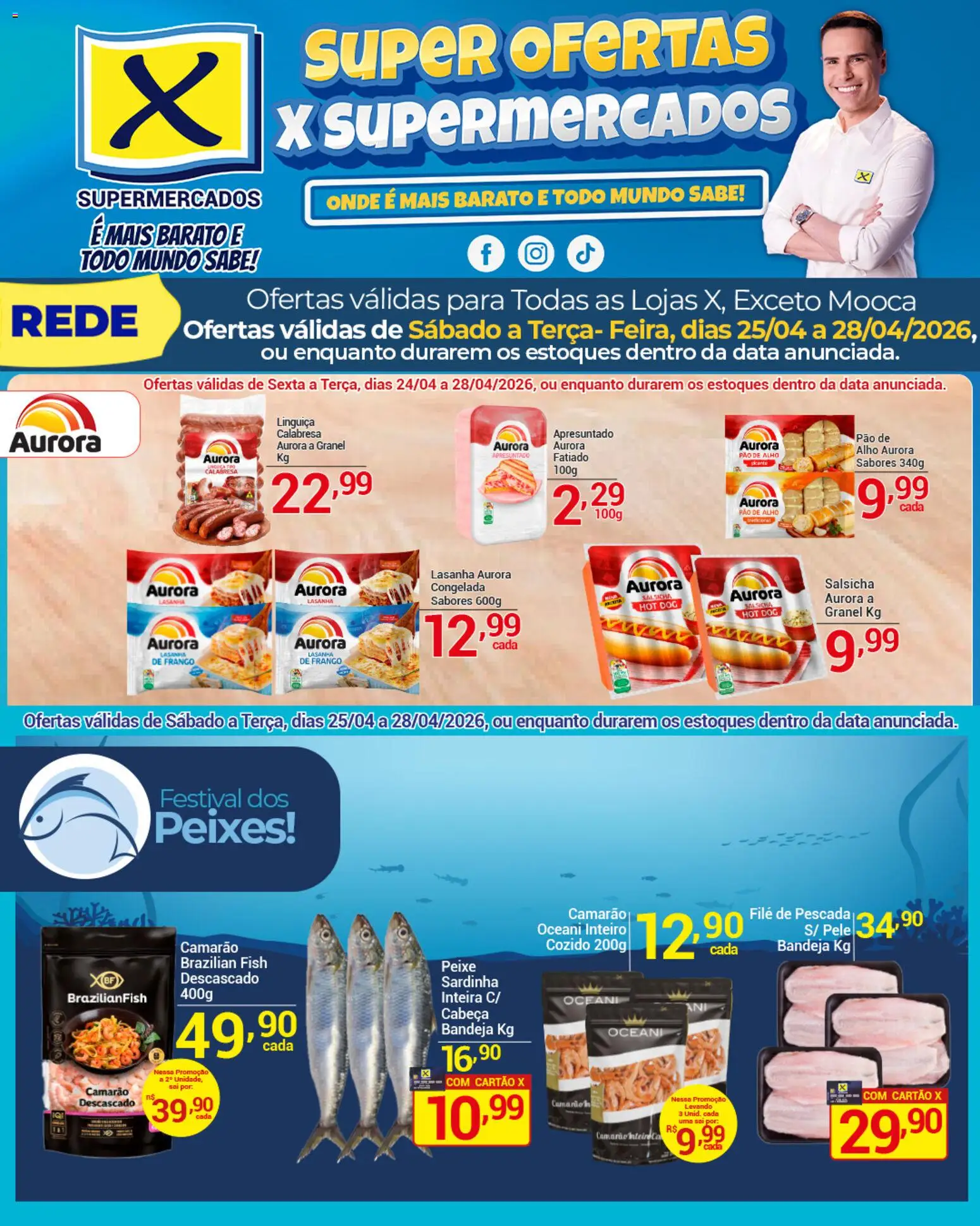 X Supermercados Folheto - válido de 25.04.2026 | Página: 5 | Produtos: Pao de alho, Peixe, Lasanha, Sardinha
