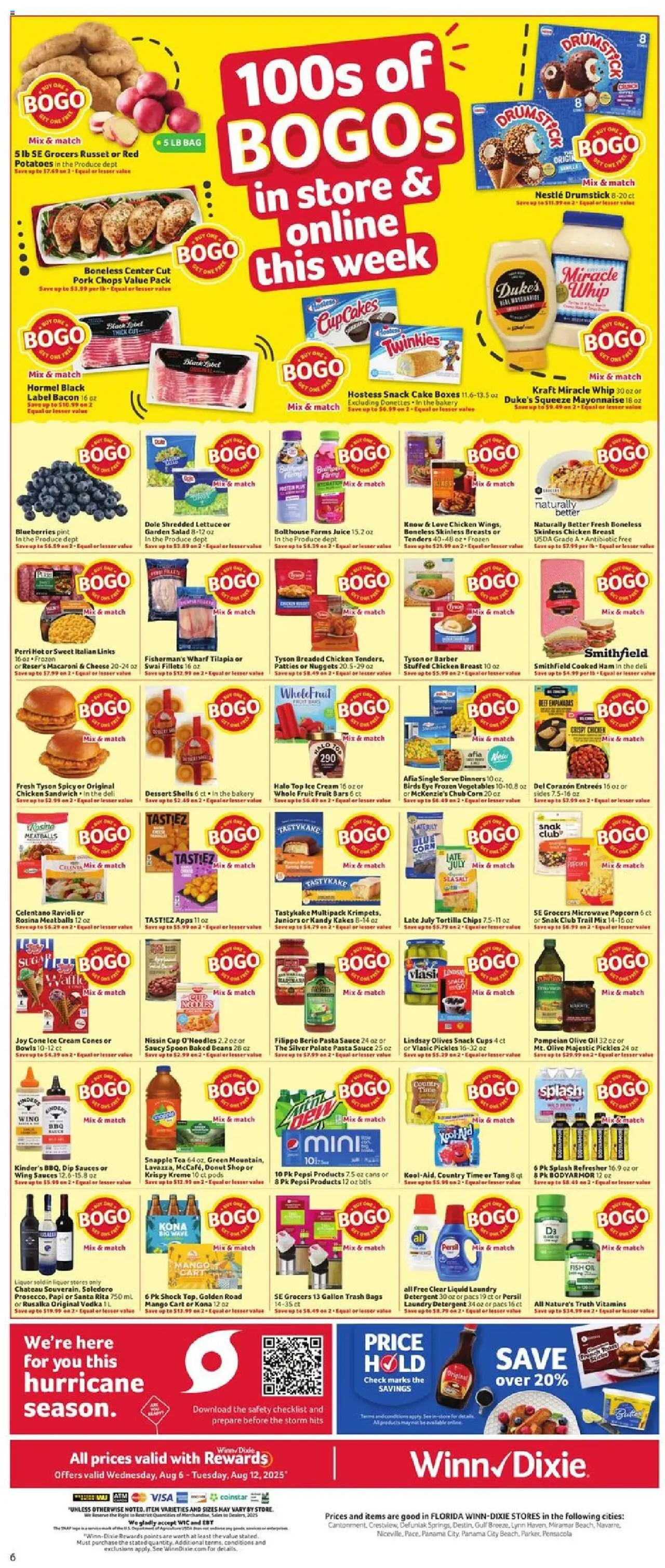 Winn Dixie Weekly Circular - FL - valid from 06.08.2025 | Page: 9 | Products: Pork, Tea, Ice cream, Mango