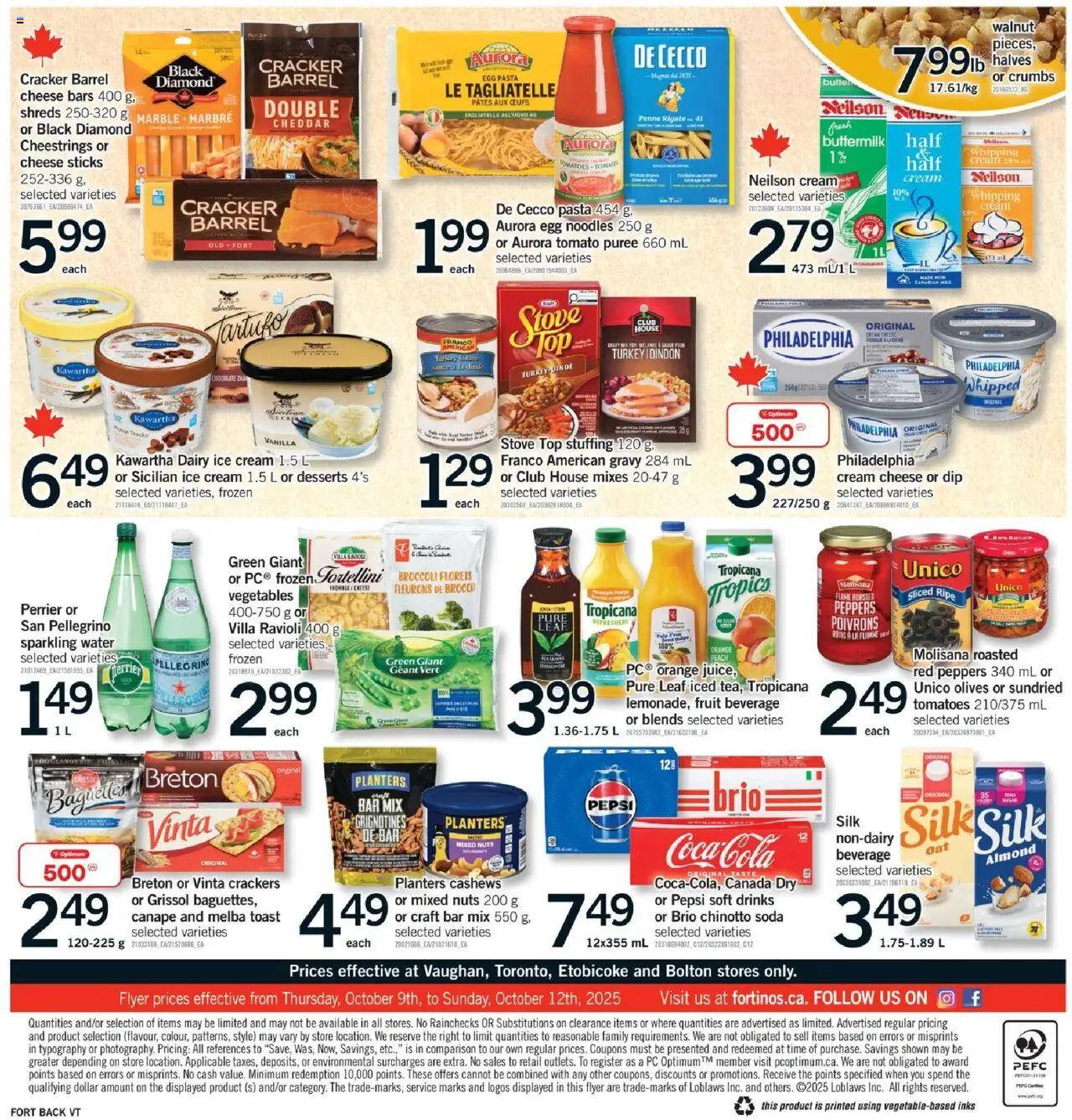 Fortinos flyer valid from 09.10.2025 | Page: 2 | Products: Cream, PC, Butter, Chocolate