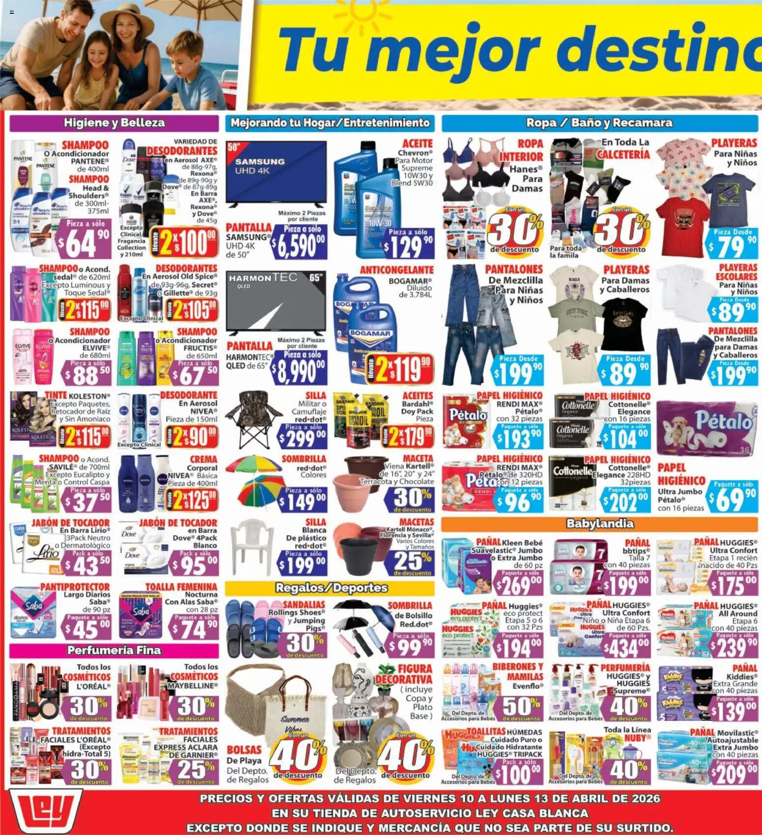 Nuevas ofertas de Casa Ley válidas en toda la República Mexicana desde el 10.04.2026. ¡Encuentra las mejores ofertas en Casa Ley folleto Autoservicio Ley Casa Blanca! | Página: 3 | Productos: Crema, Sombrilla, Fragancia, Acondicionador