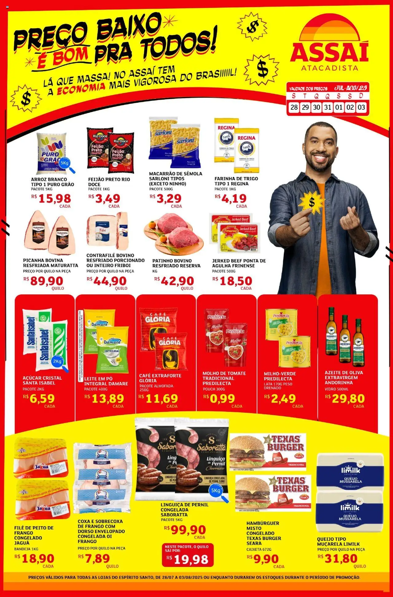 Assaí Atacadista Folheto - válido de 28.07.2025 | Página: 1 | Produtos: Almofada, Queijo, Arroz, Frango