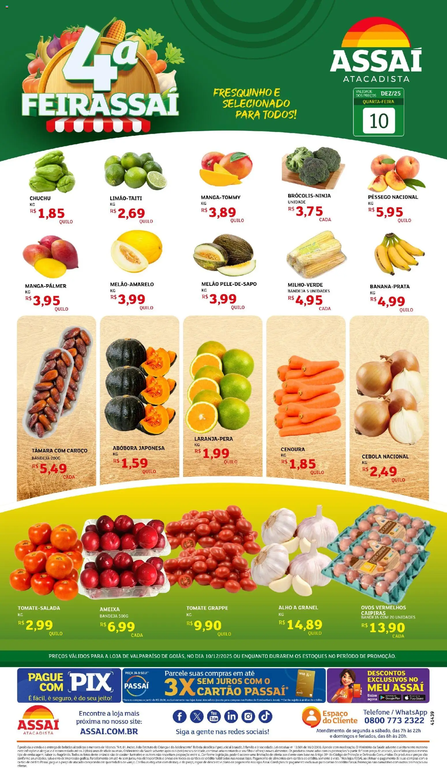 Assaí Atacadista Folheto - válido de 10.12.2025 | Página: 1 | Produtos: Cebola, Ovos, Base, Cenoura