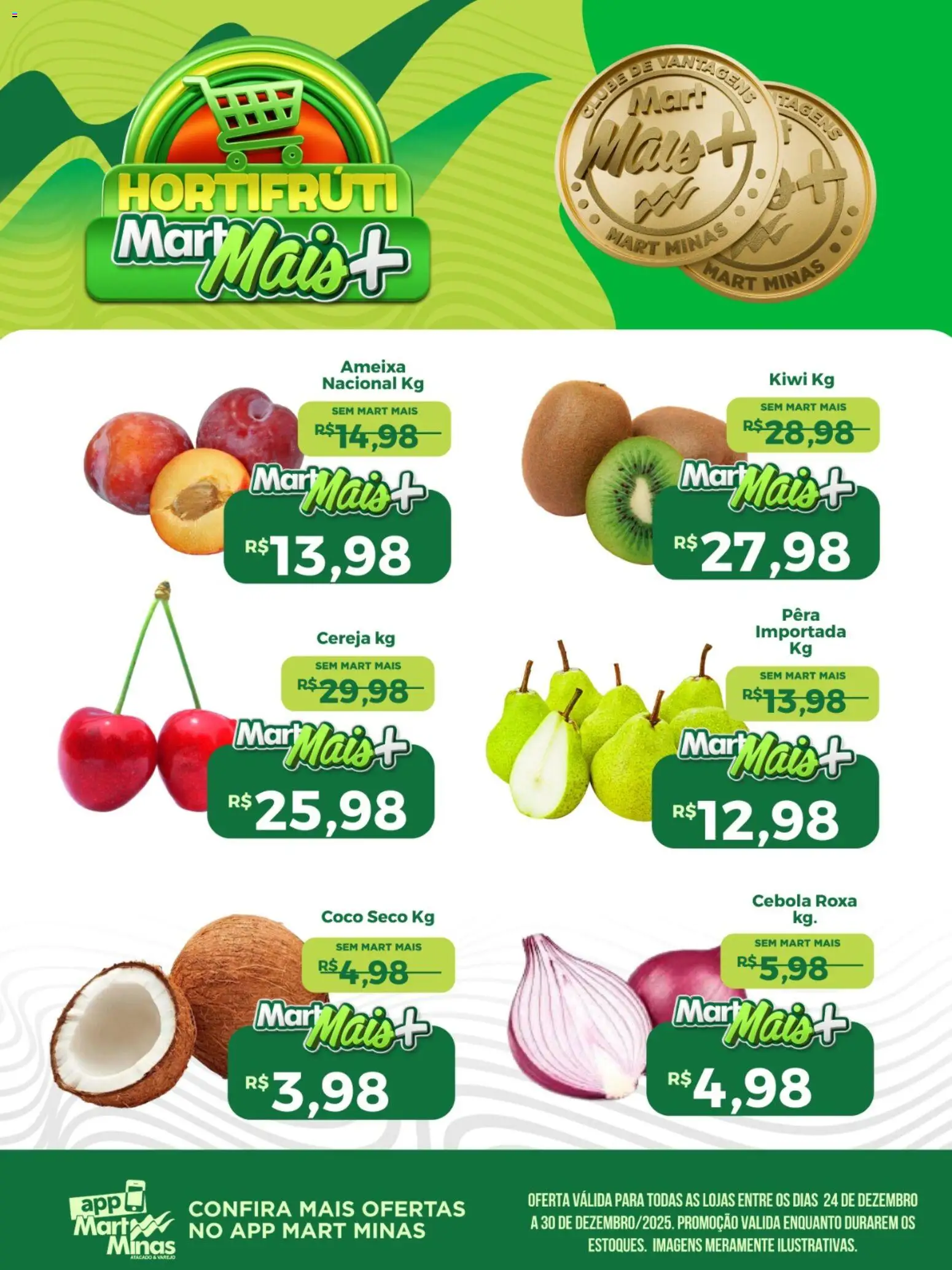 Mart Minas Folheto - válido de 24.12.2025 | Página: 1 | Produtos: Pera, Cereja, Kiwi, Ameixa