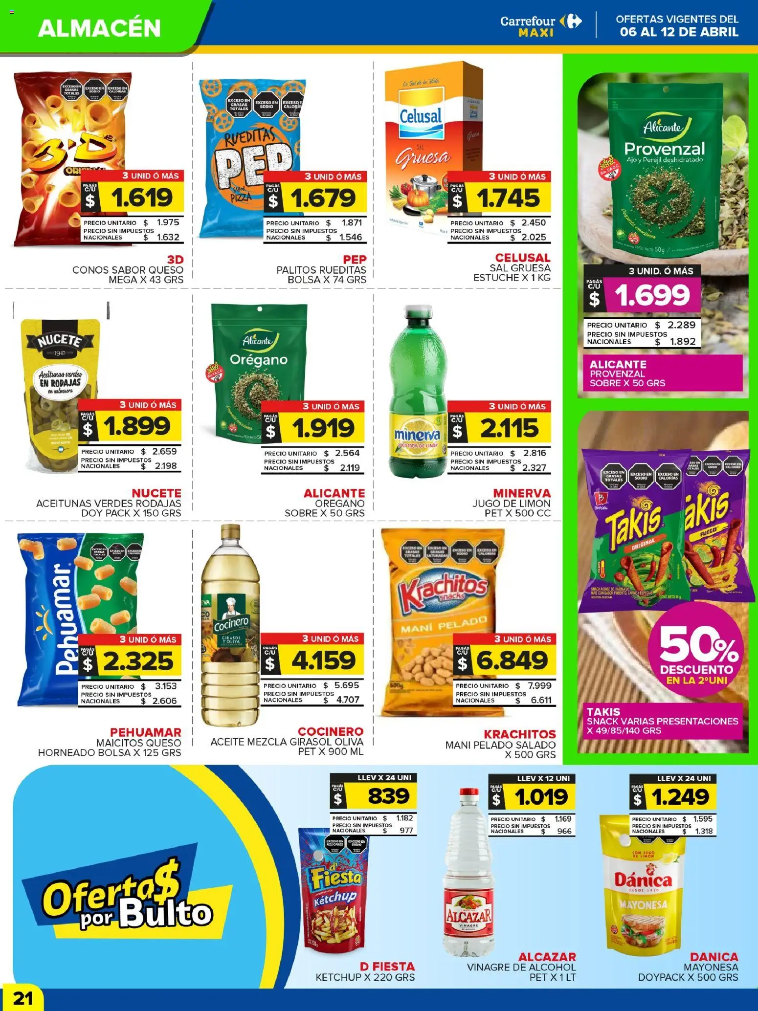 Carrefour Maxi catálogo │ válido desde el 06.04.2026 | Página: 21 | Productos: Aceitunas, Mani, Queso, Jugo