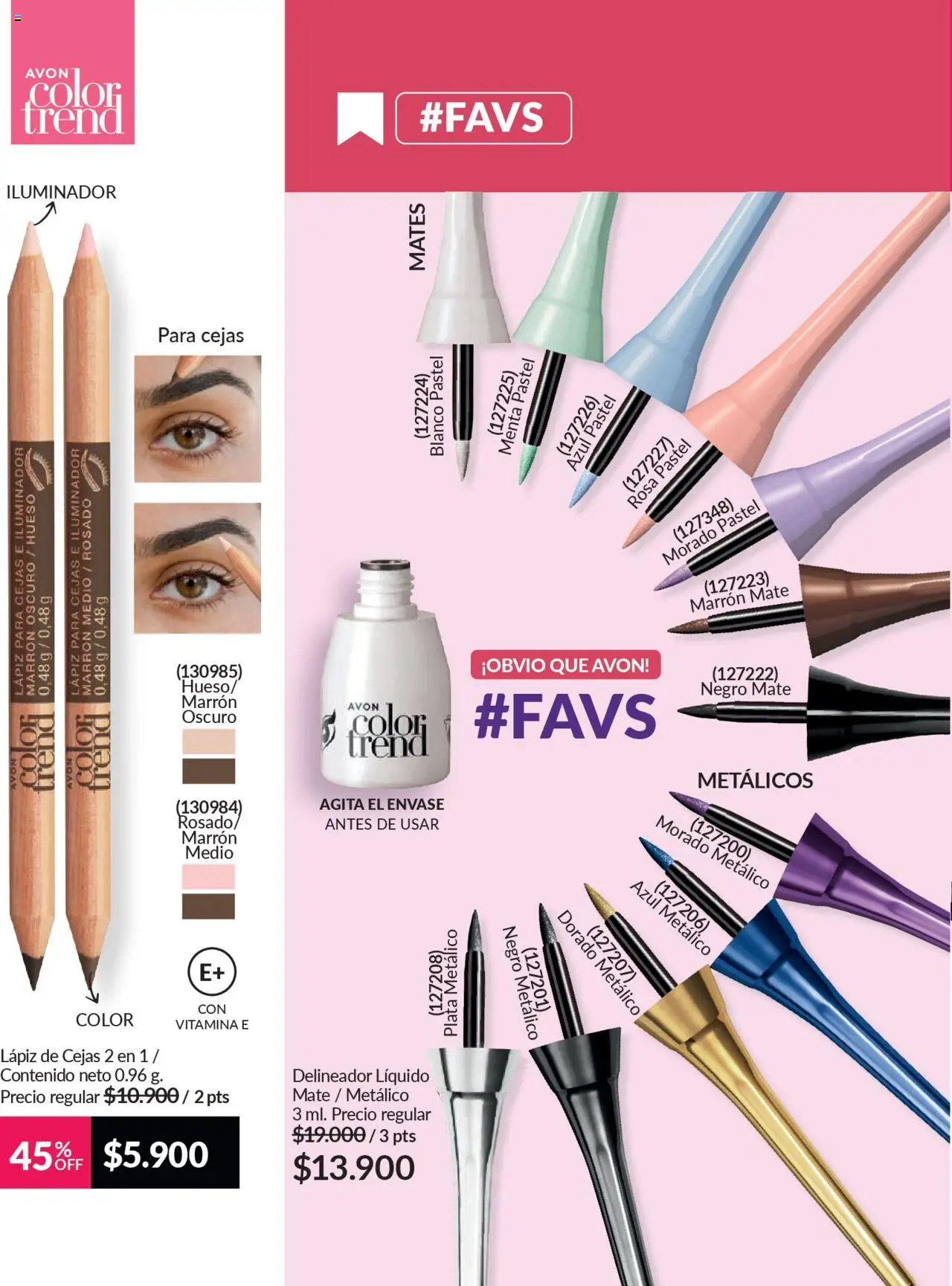 Avon revista - valida desde el 12.09.2025 | Página: 43 | Productos: Esponja, Iluminador, Lápiz de cejas, Delineador