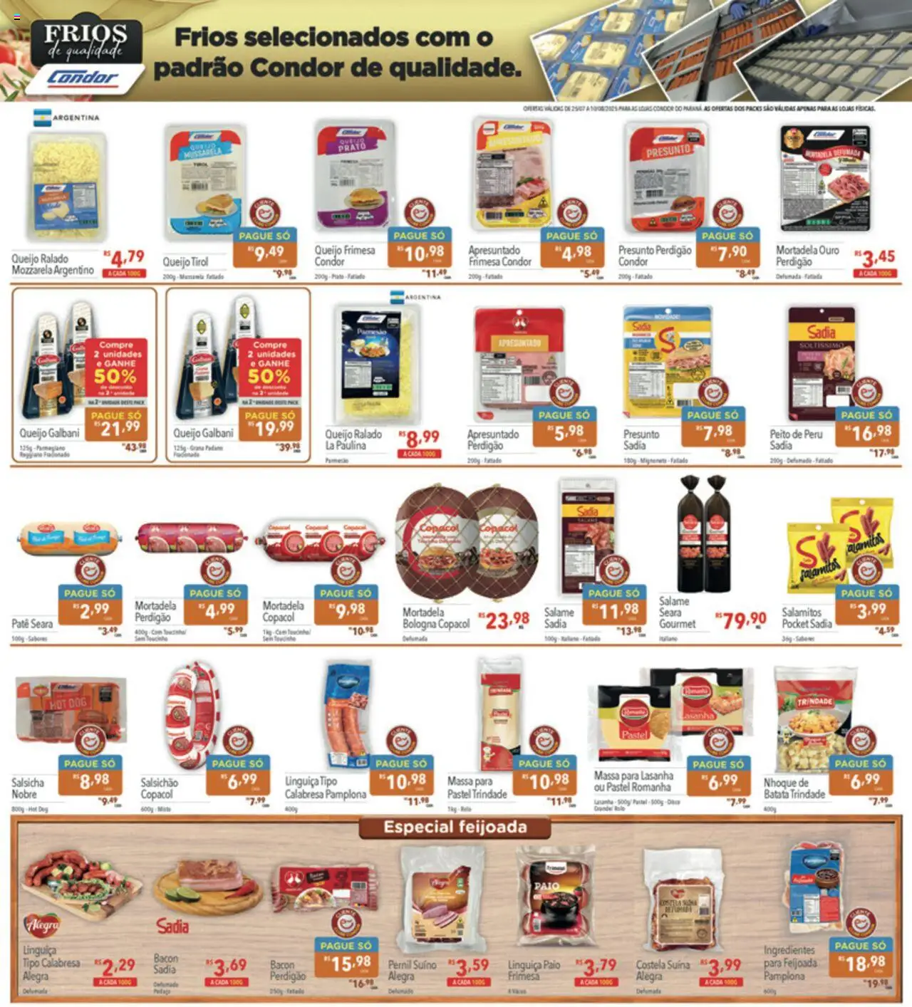 Supermercados Condor Folheto - válido de 25.07.2025 | Página: 12 | Produtos: Pernil, Mortadela, Massa, Lasanha