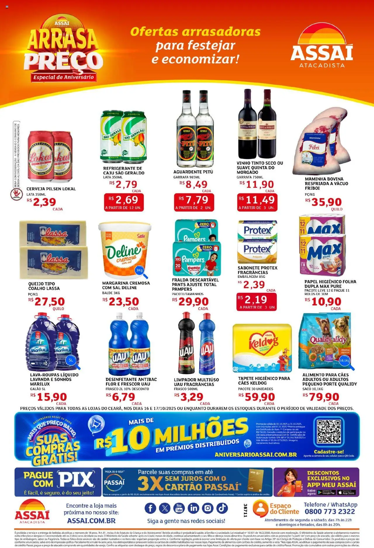 Assaí Atacadista Folheto - válido de 16.10.2025 | Página: 2 | Produtos: Celular, Limpador multiuso, Tapete higiênico, Bebida