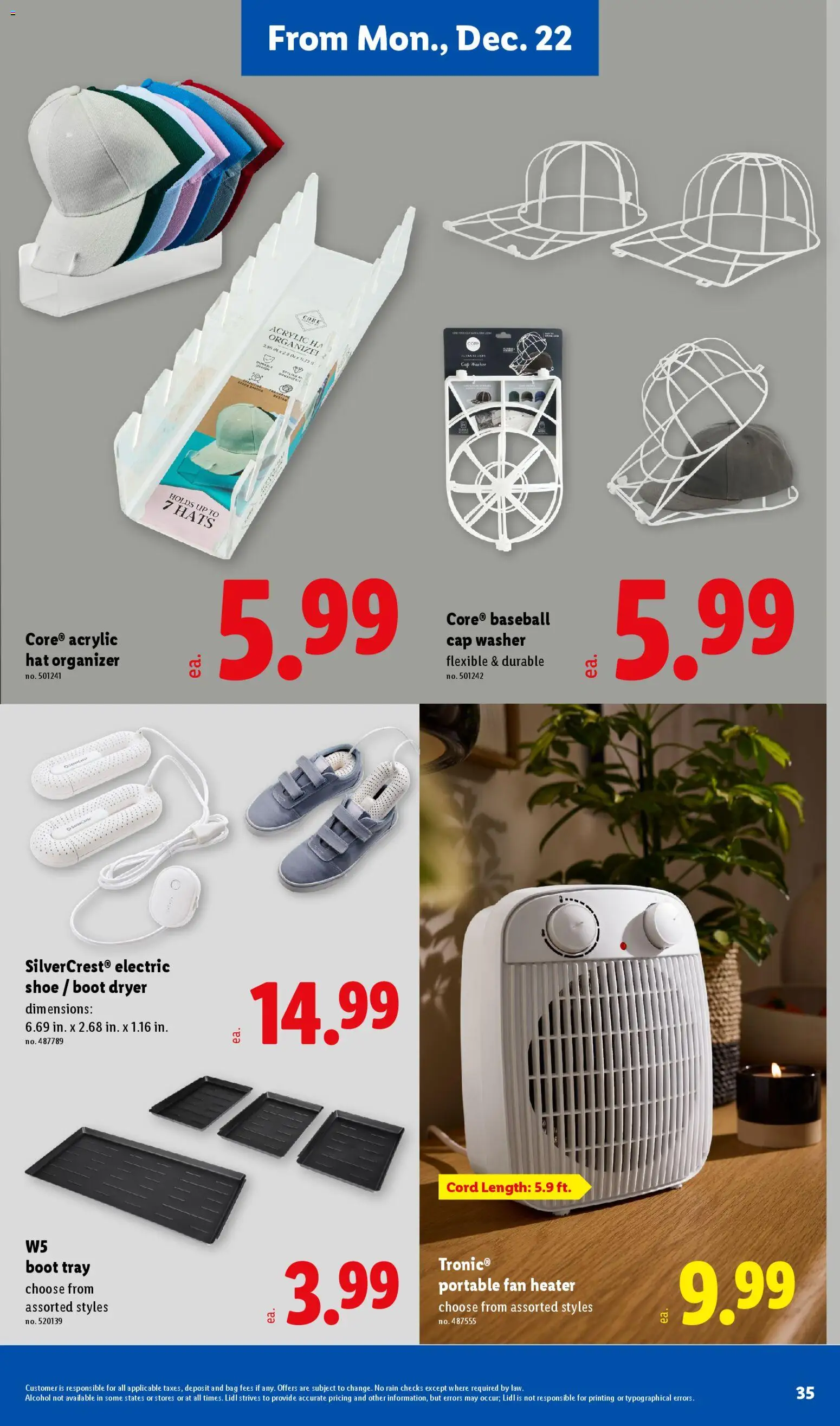 Lidl Weekly Ad - valid from 17.12.2025 | Page: 35 | Products: Acrylic, Cap, Bag, Fan