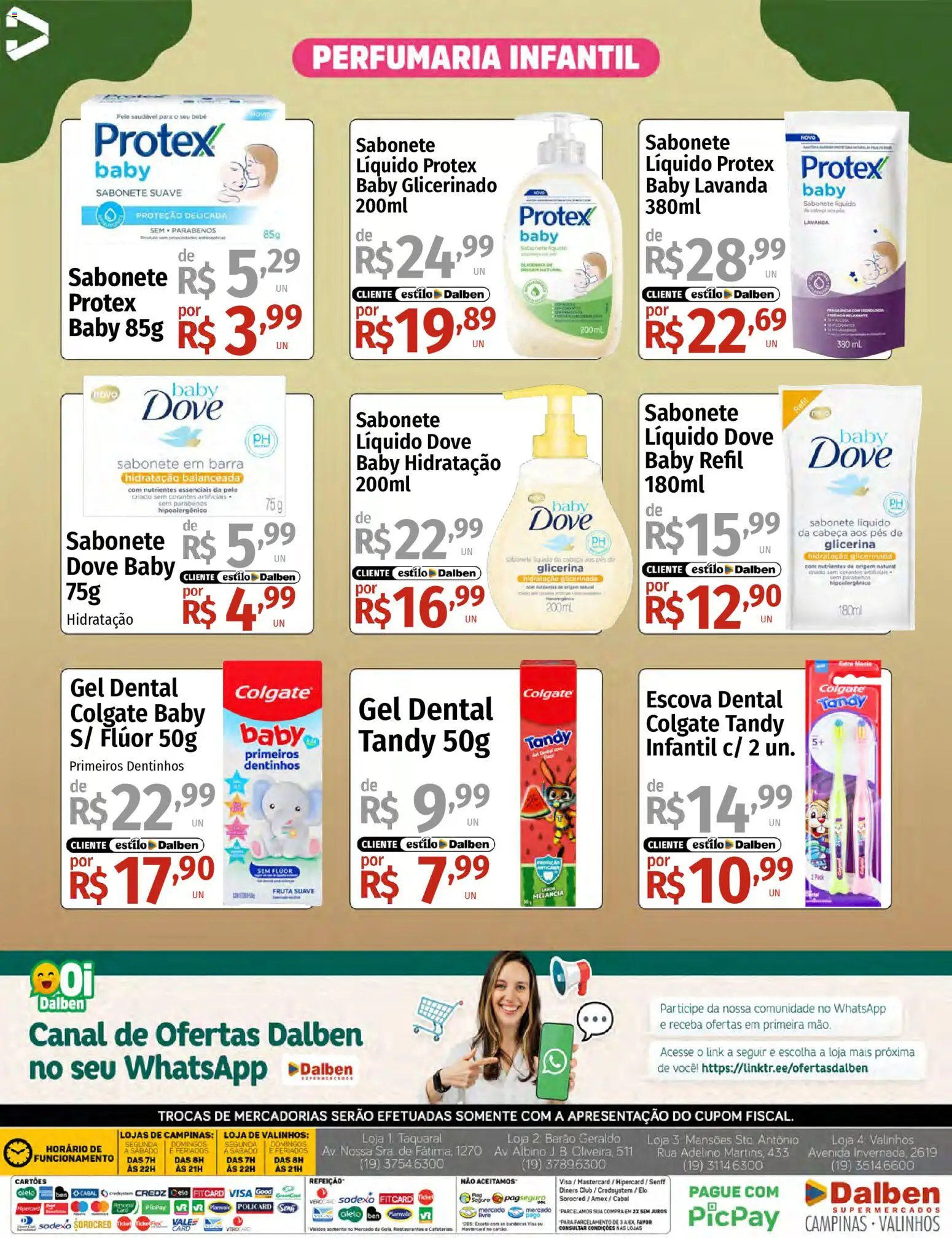 Supermercado Dalben Folheto - válido de 20.03.2026 | Página: 4 | Produtos: Melancia, Escova, Sabonete, Dove