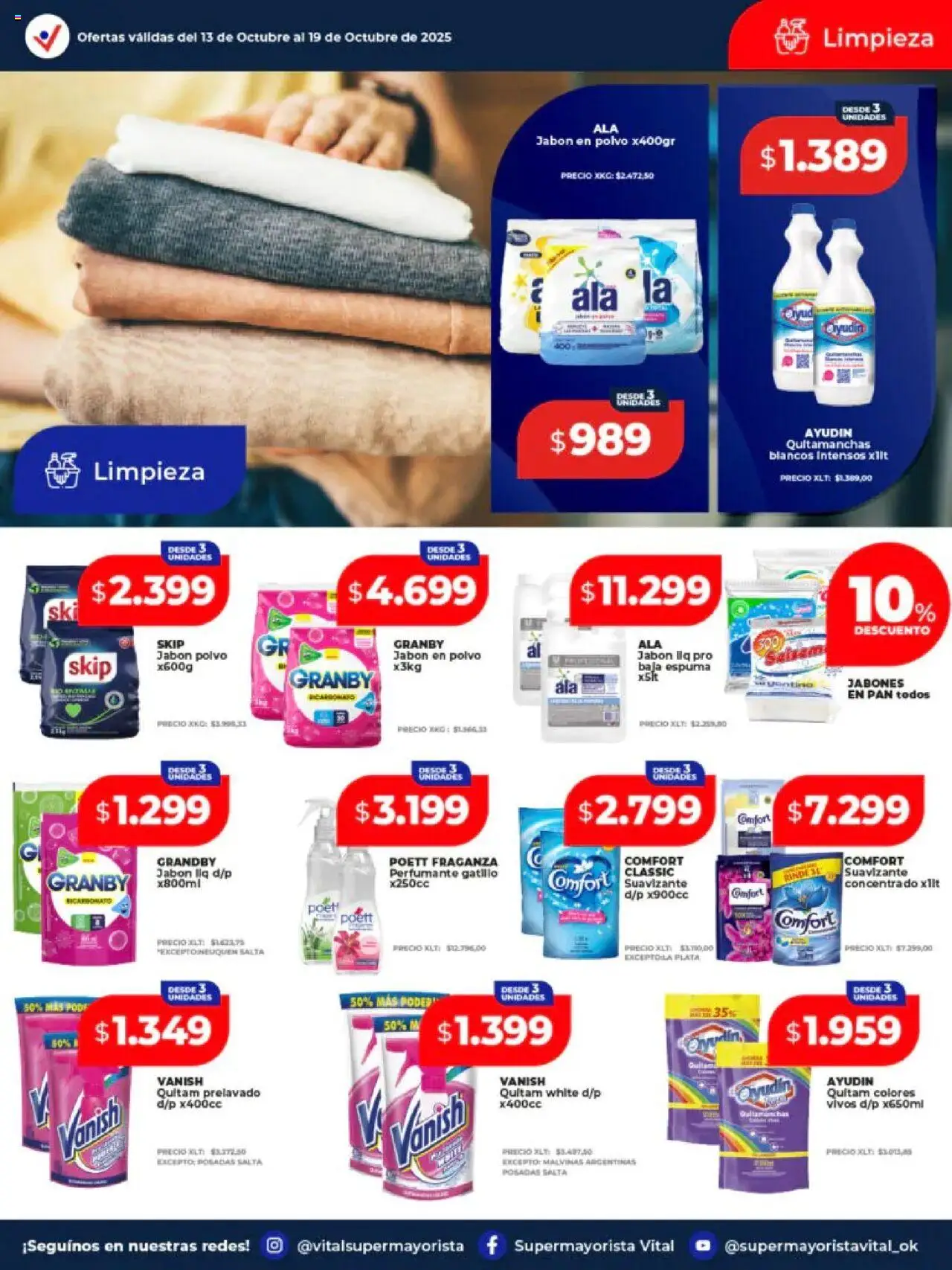 Vital - Ofertas - Abasto │ válido desde el 13.10.2025 | Página: 10 | Productos: Polvo, Jabón en polvo, Quitamanchas, Suavizante