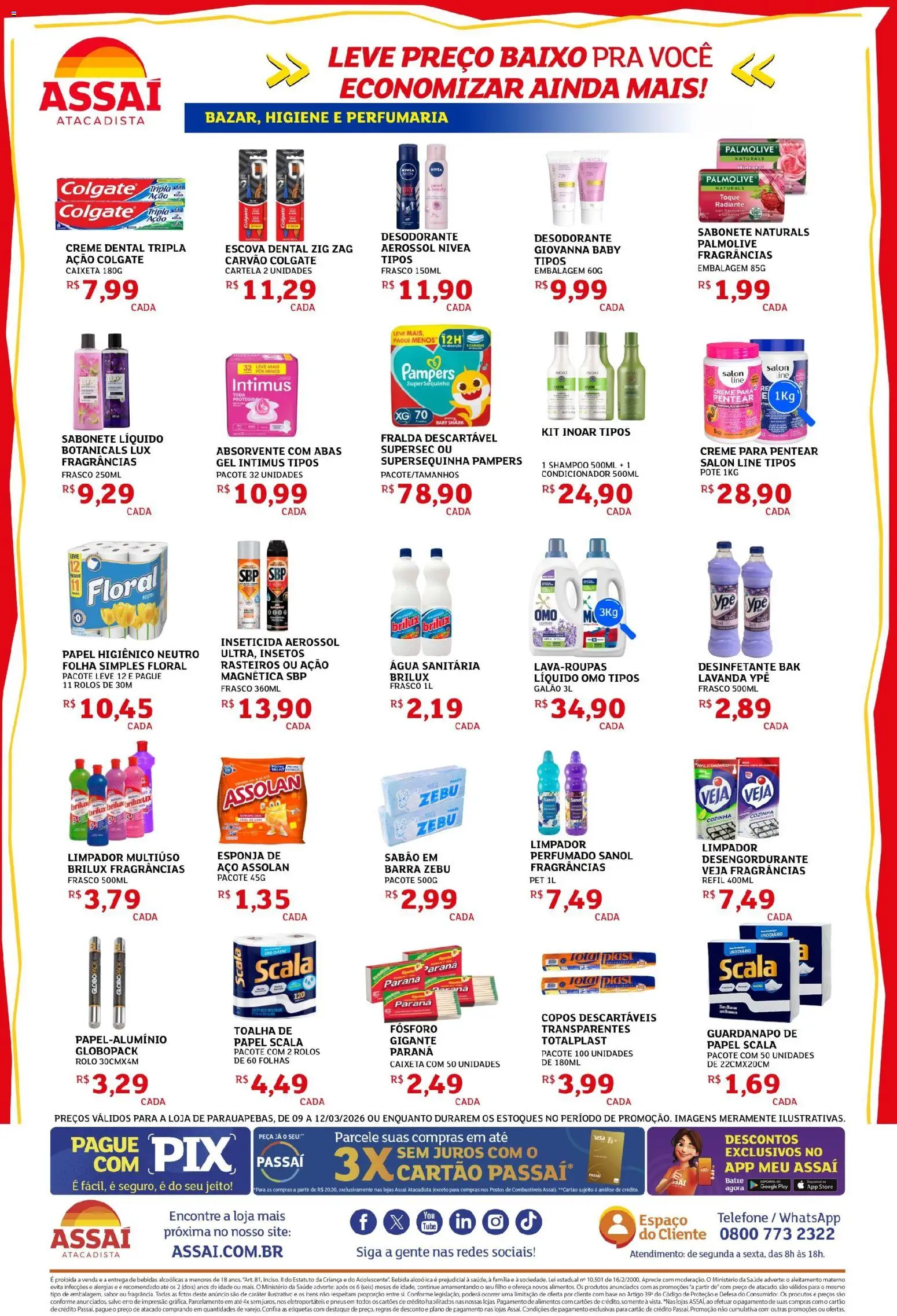 Assaí Atacadista Folheto - válido de 09.03.2026 | Página: 4 | Produtos: Condicionador, Baixo, Creme dental, Sabonete líquido