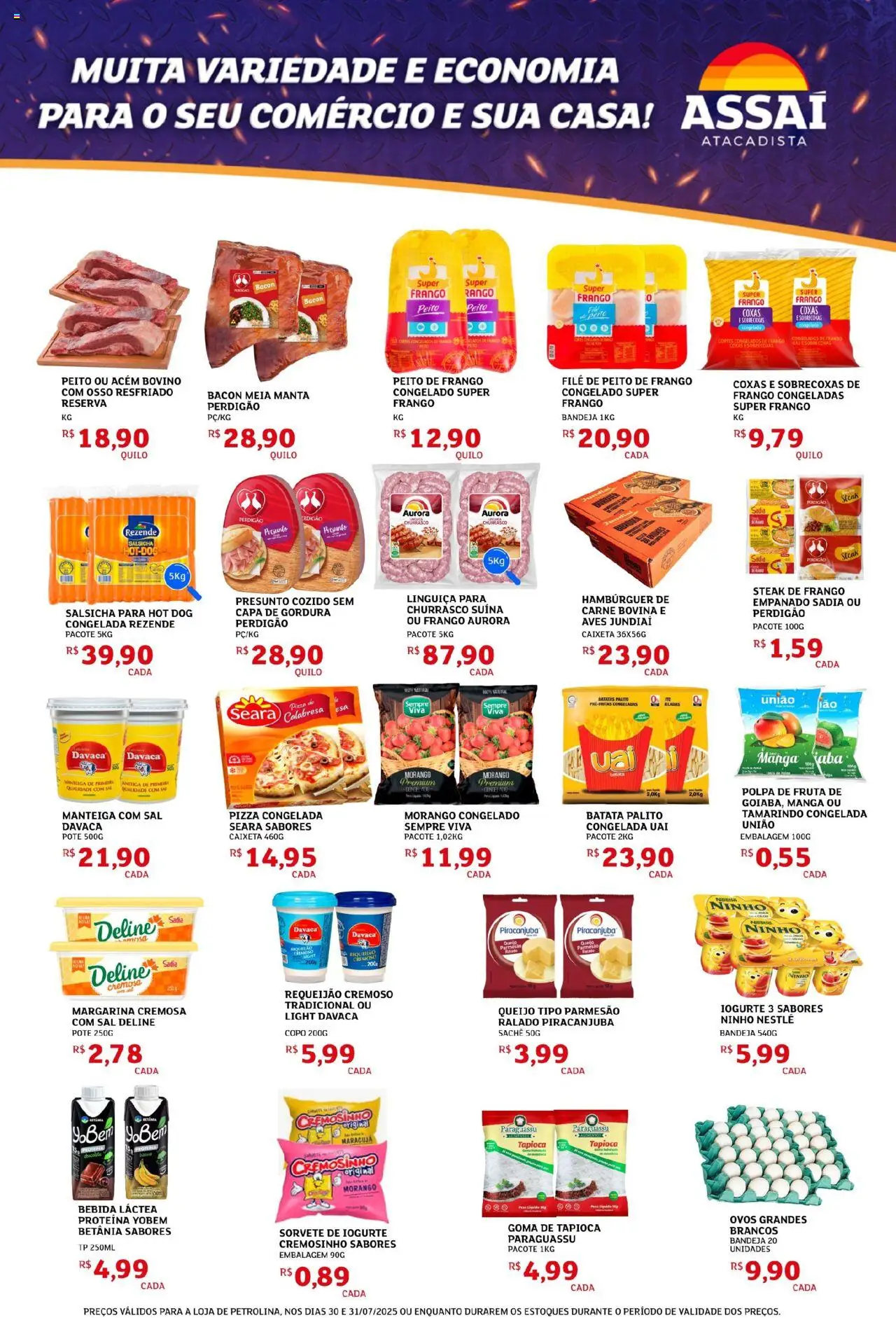 Assaí Atacadista Folheto - válido de 30.07.2025 | Página: 3 | Produtos: Queijo, Iogurte, Parmesão, Batata