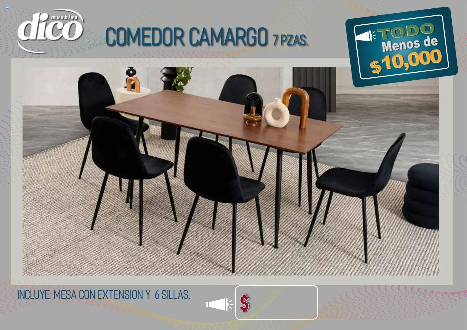Nuevas ofertas de Muebles Dico válidas en toda la República Mexicana desde el 09.04.2026. ¡Encuentra las mejores ofertas en Muebles Dico catálogo Todo menos de 10000 Pacifico! | Página: 30 | Productos: Extensión, Mesa