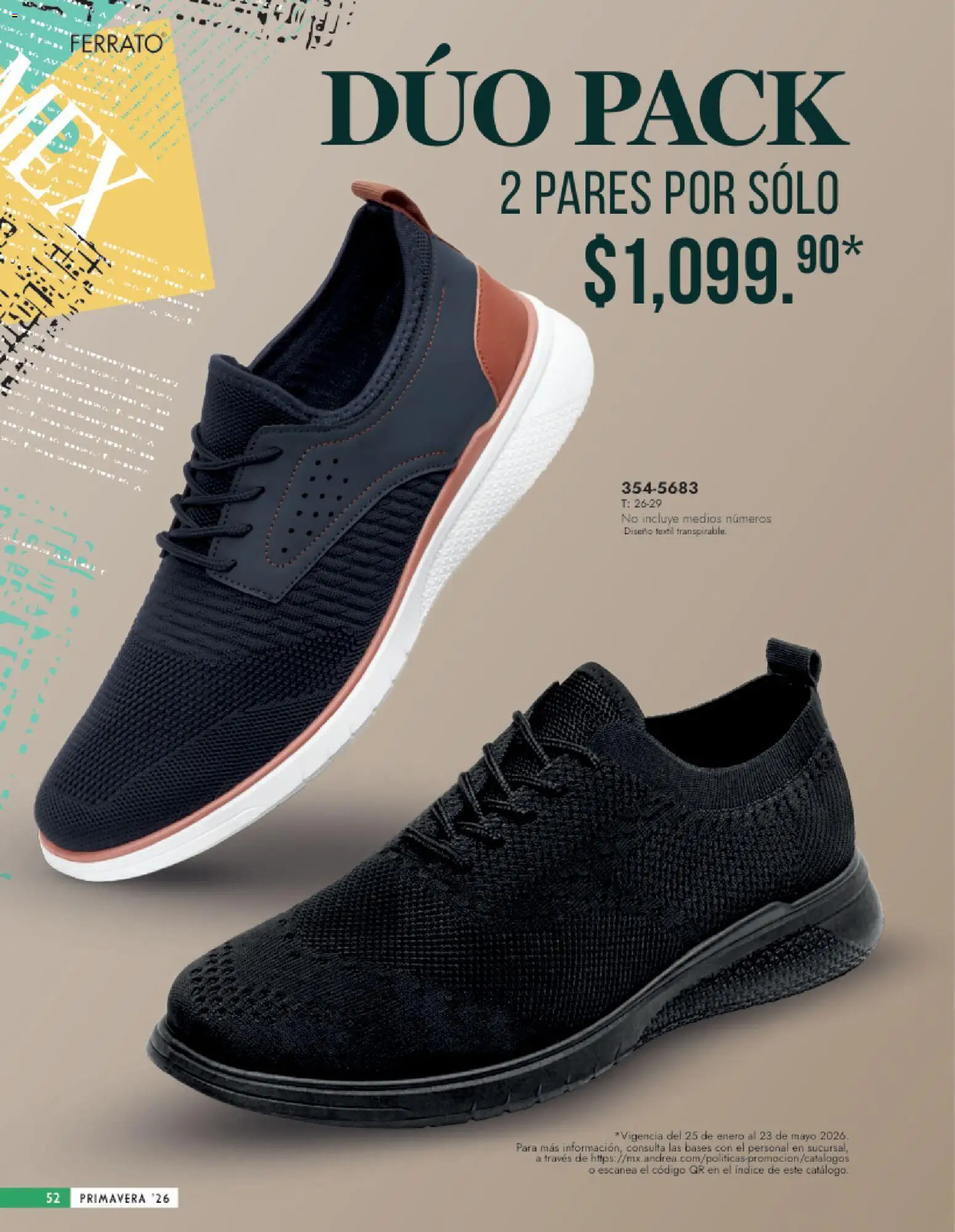 Nuevas ofertas de Andrea válidas en toda la República Mexicana desde el 25.01.2026. ¡Encuentra las mejores ofertas en Andrea catálogo Calzado Caballero! | Página: 52