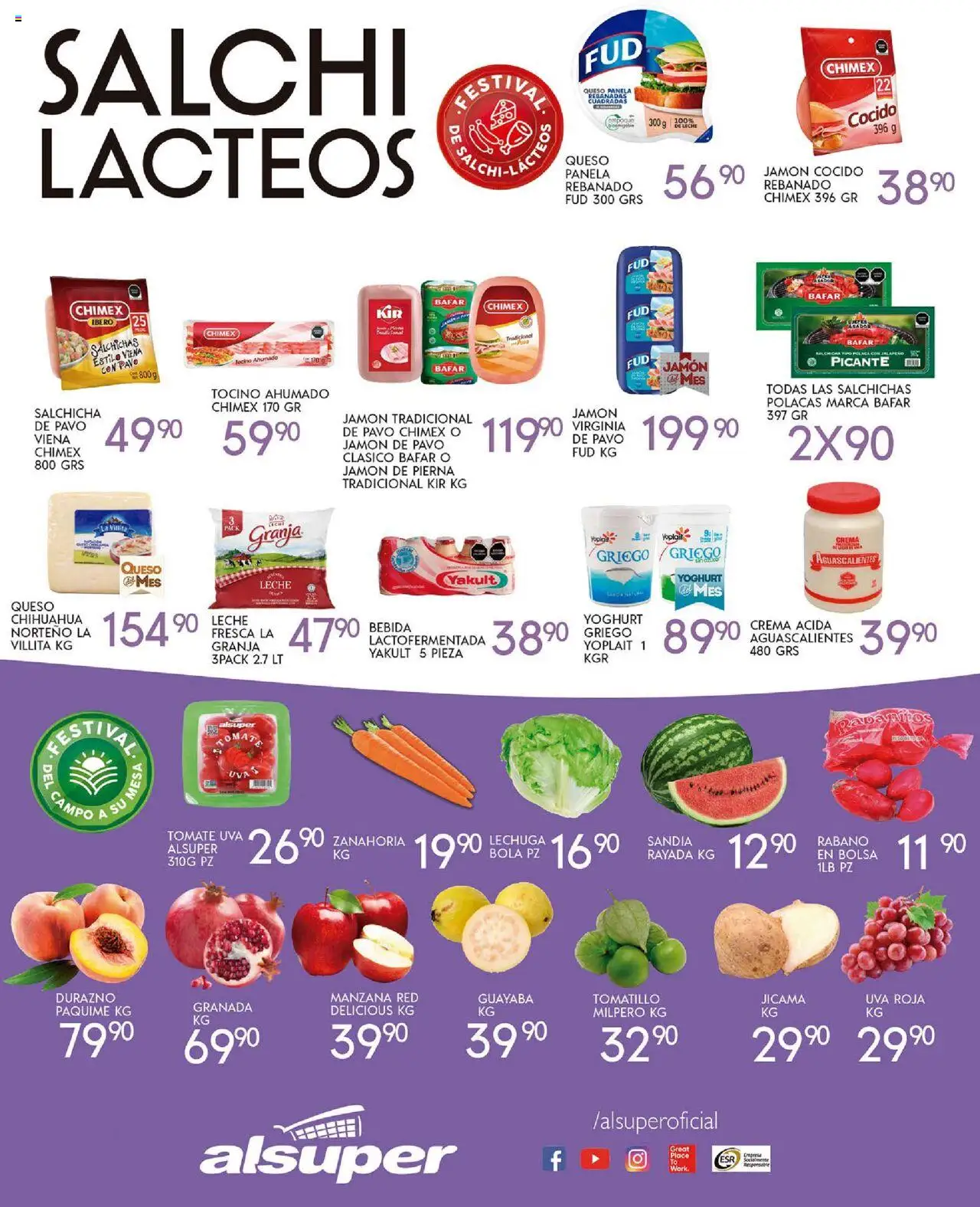 Nuevas ofertas de Alsuper válidas en toda la República Mexicana desde el 19.09.2025. ¡Encuentra las mejores ofertas en Alsuper - Folleto Zacatecas! | Página: 3 | Productos: Jamón cocido, Queso, Jamón, Uva