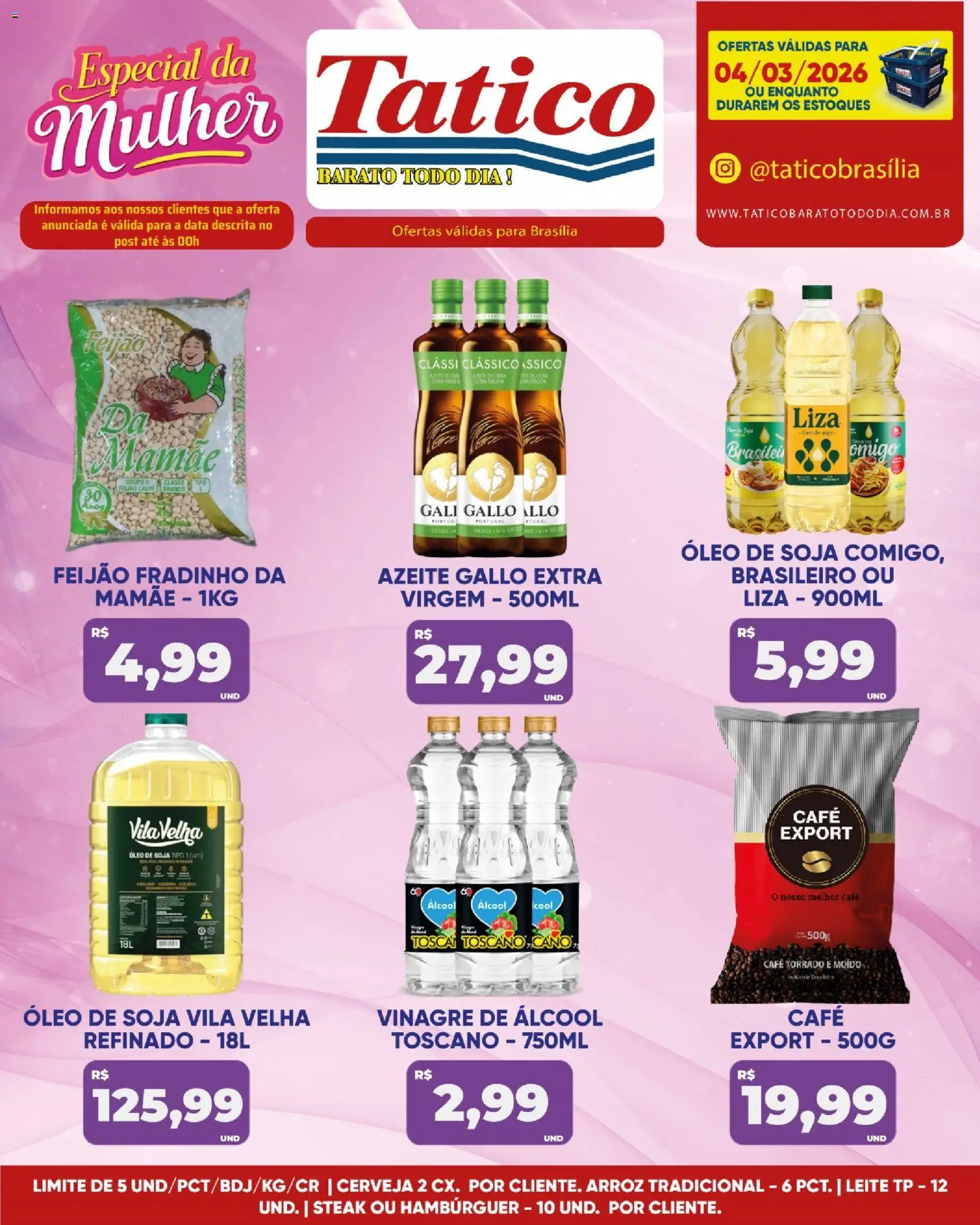 Tatico Folheto - válido de 04.03.2026 | Página: 3 | Produtos: Café, Arroz, Hambúrguer, Azeite