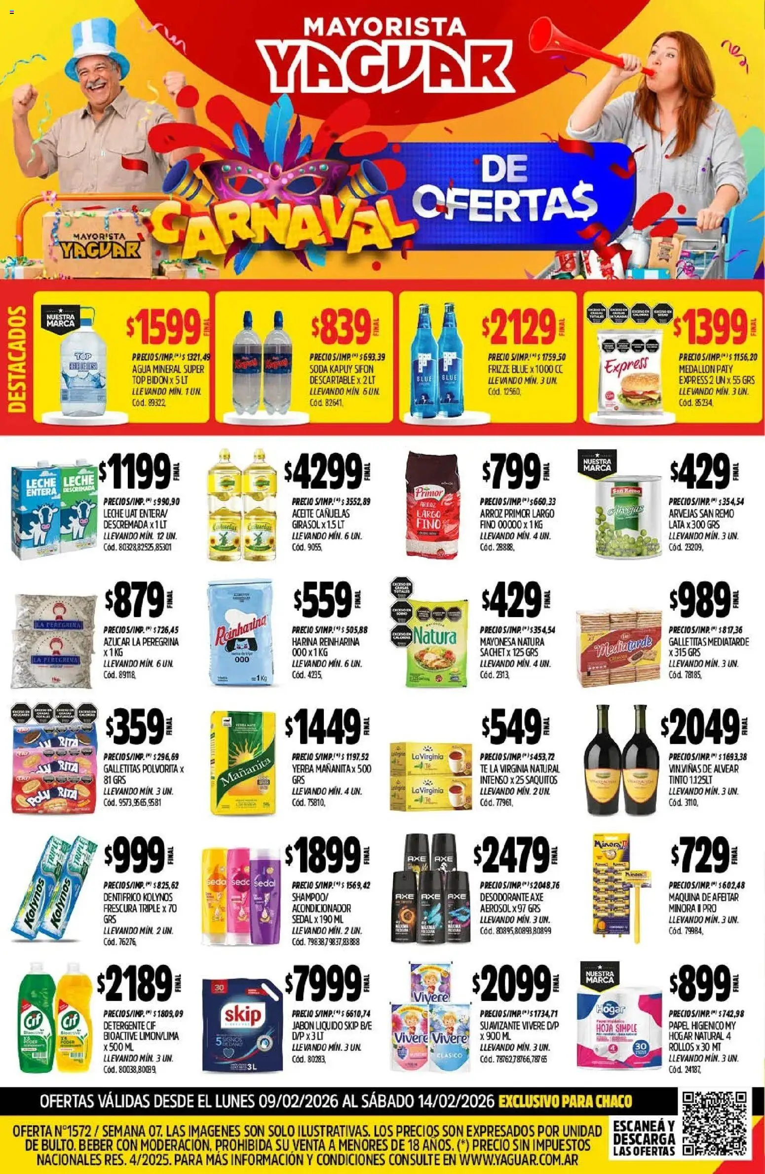 Yaguar - Oferta Semanal Chaco │ válido desde el 09.02.2026 | Página: 1 | Productos: Papel higiénico, Azucar, Jabón líquido, Acondicionador