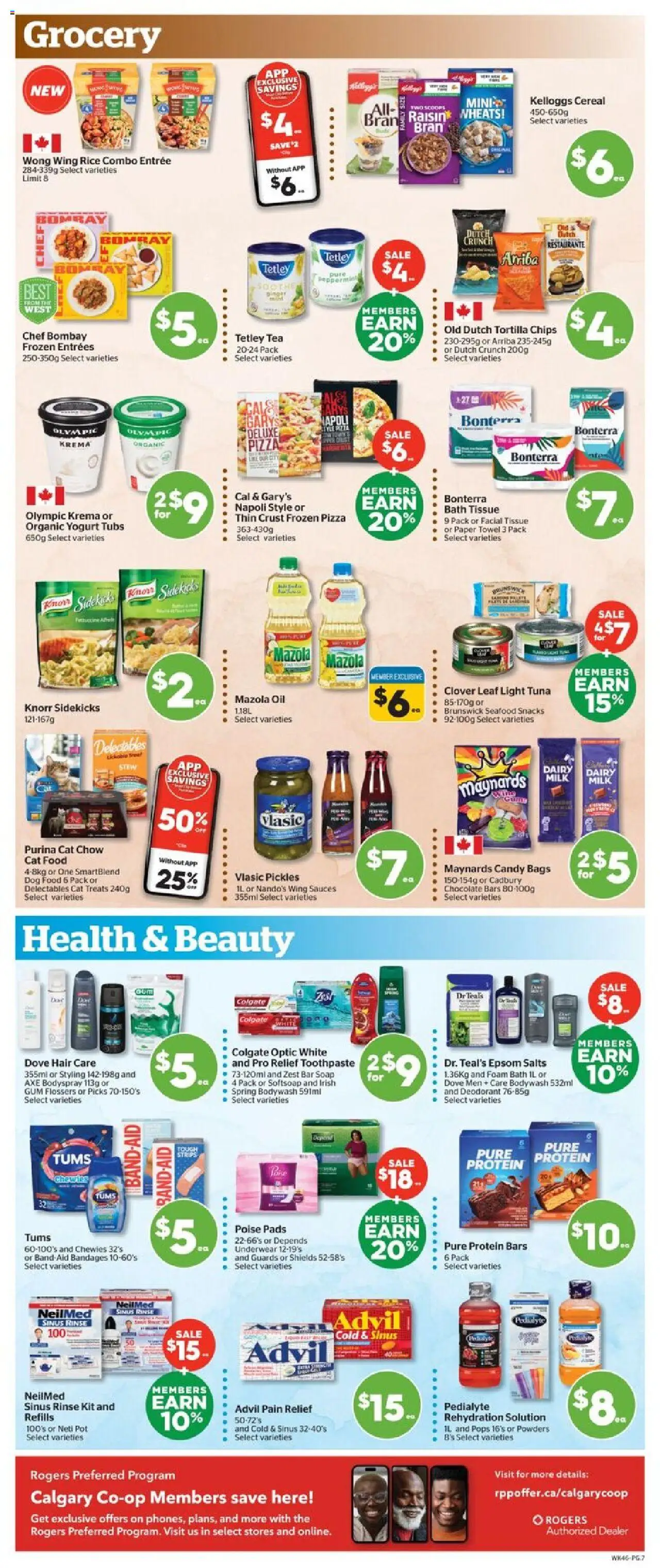 Calgary Co-op flyer valid from 18.09.2025 | Page: 8 | Products: Tea, Chips, Soap, Oil