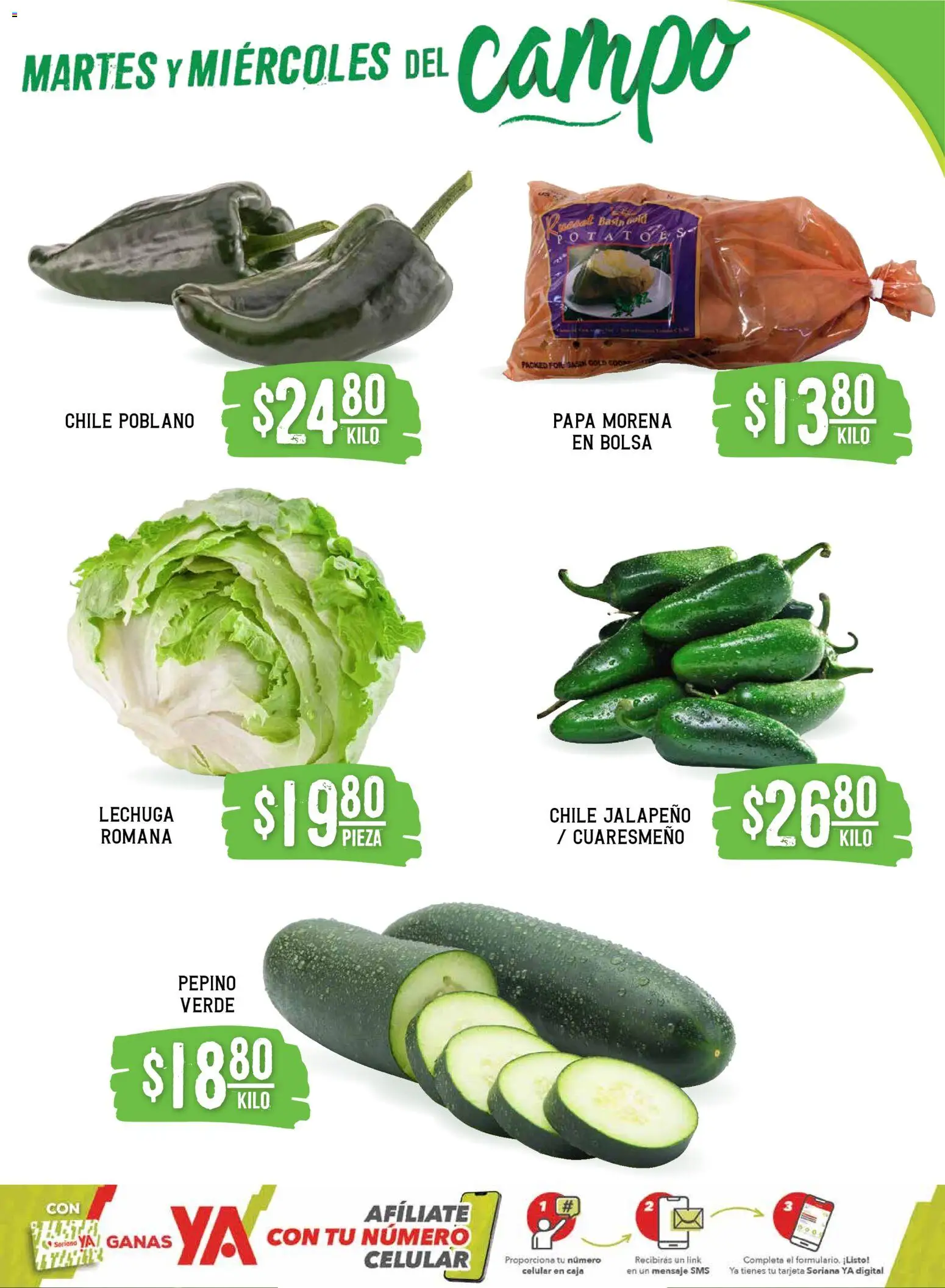 Nuevas ofertas de Soriana válidas en toda la República Mexicana desde el 26.11.2025. ¡Encuentra las mejores ofertas en Soriana - Martes y Miércoles del Campo Súper: Saltillo y Torreón! | Página: 3 | Productos: Papa, Bolsa, Lechuga, Caja