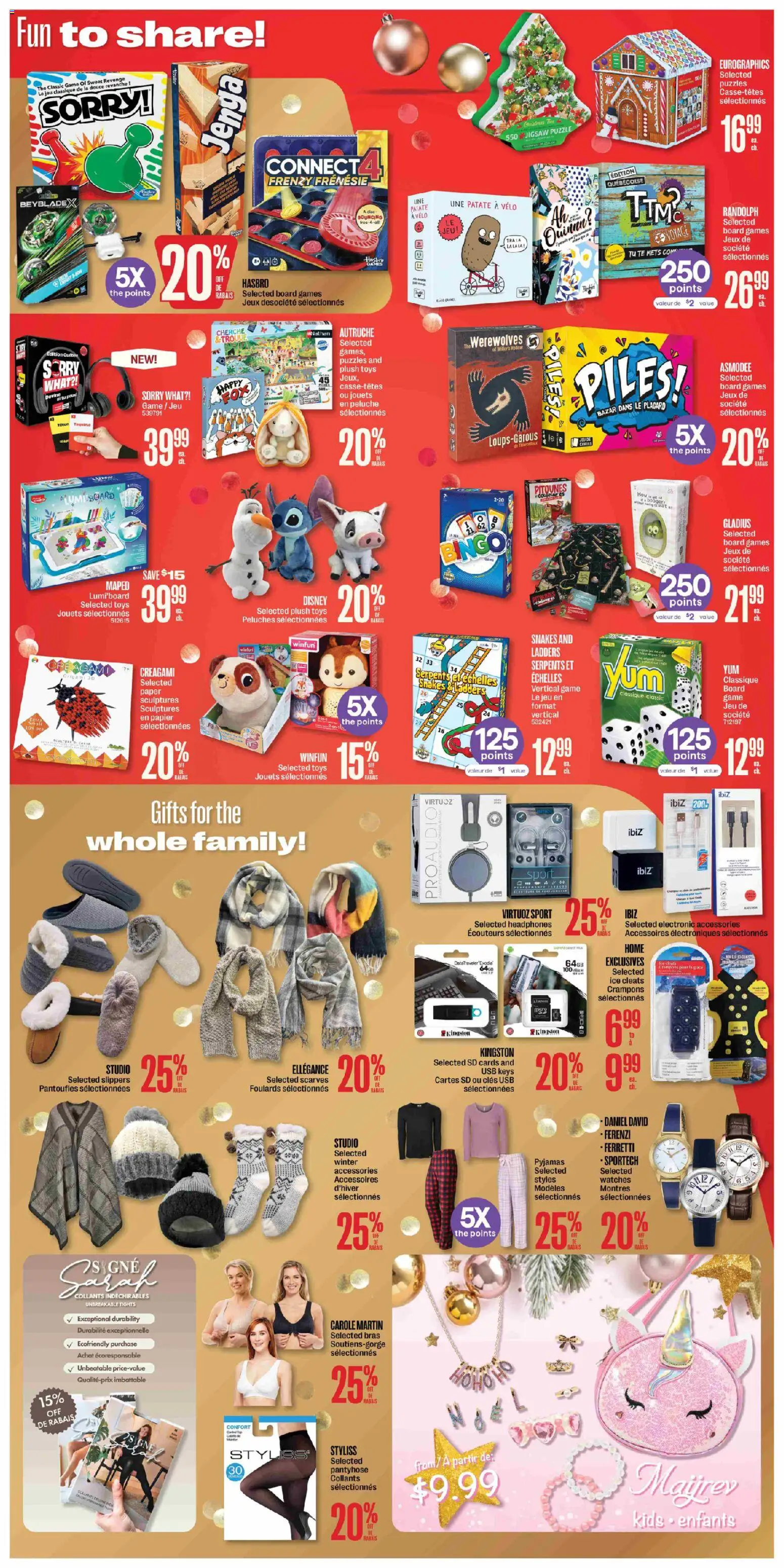 Jean Coutu flyer valid from 04.12.2025 | Page: 9 | Products: Slippers, Tights, Headphones, Game