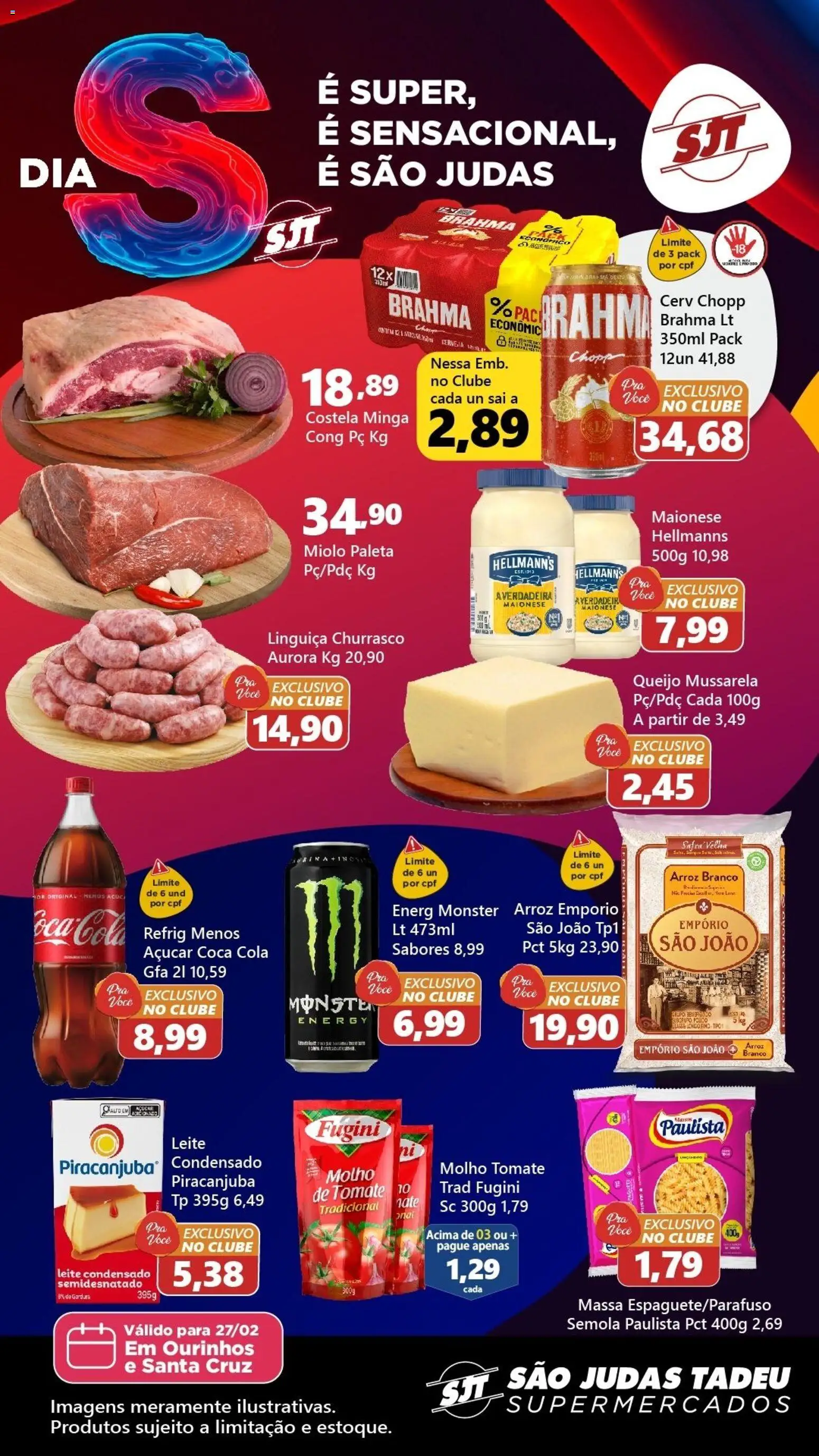 São Judas Tadeu Folheto - válido de 27.02.2026 | Página: 1 | Produtos: Cola, Linguiça, PC, Leite condensado