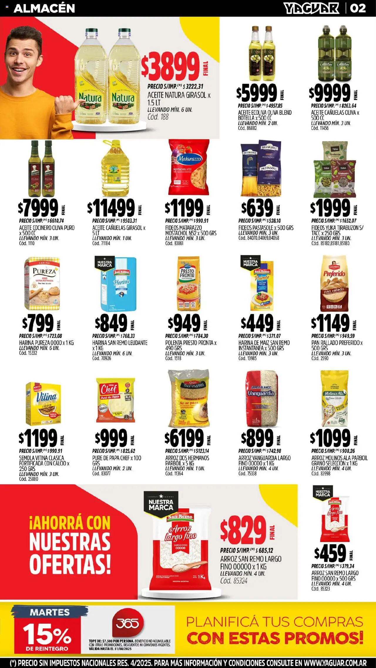 Yaguar - Mar del Plata │ válido desde el 18.08.2025 | Página: 2 | Productos: Aceite, Polenta, Arroz, Té