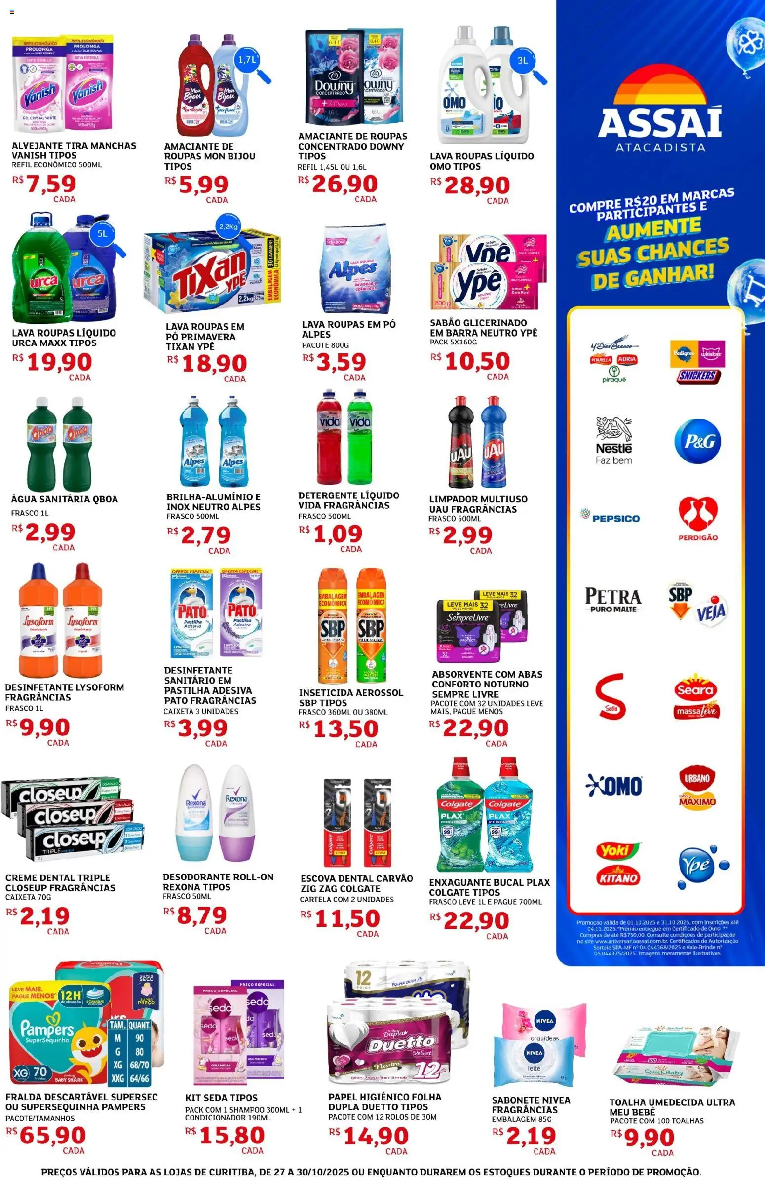 Assaí Atacadista Folheto - válido de 27.10.2025 | Página: 7 | Produtos: Escova, Creme, Creme dental, Papel higiênico