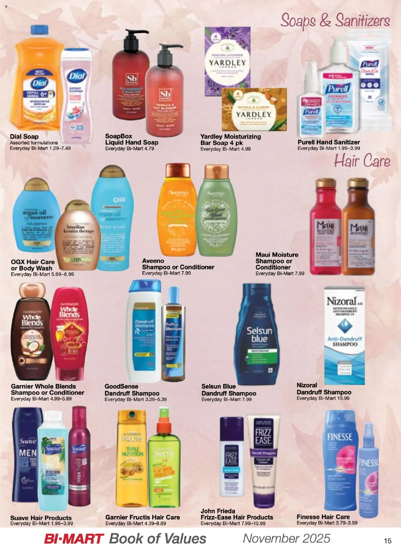 Bi-Mart November Health & Beauty Book of Values - valid from 01.11.2025 | Page: 15 | Products: Oil, Soap, Bar Soap, Body Wash