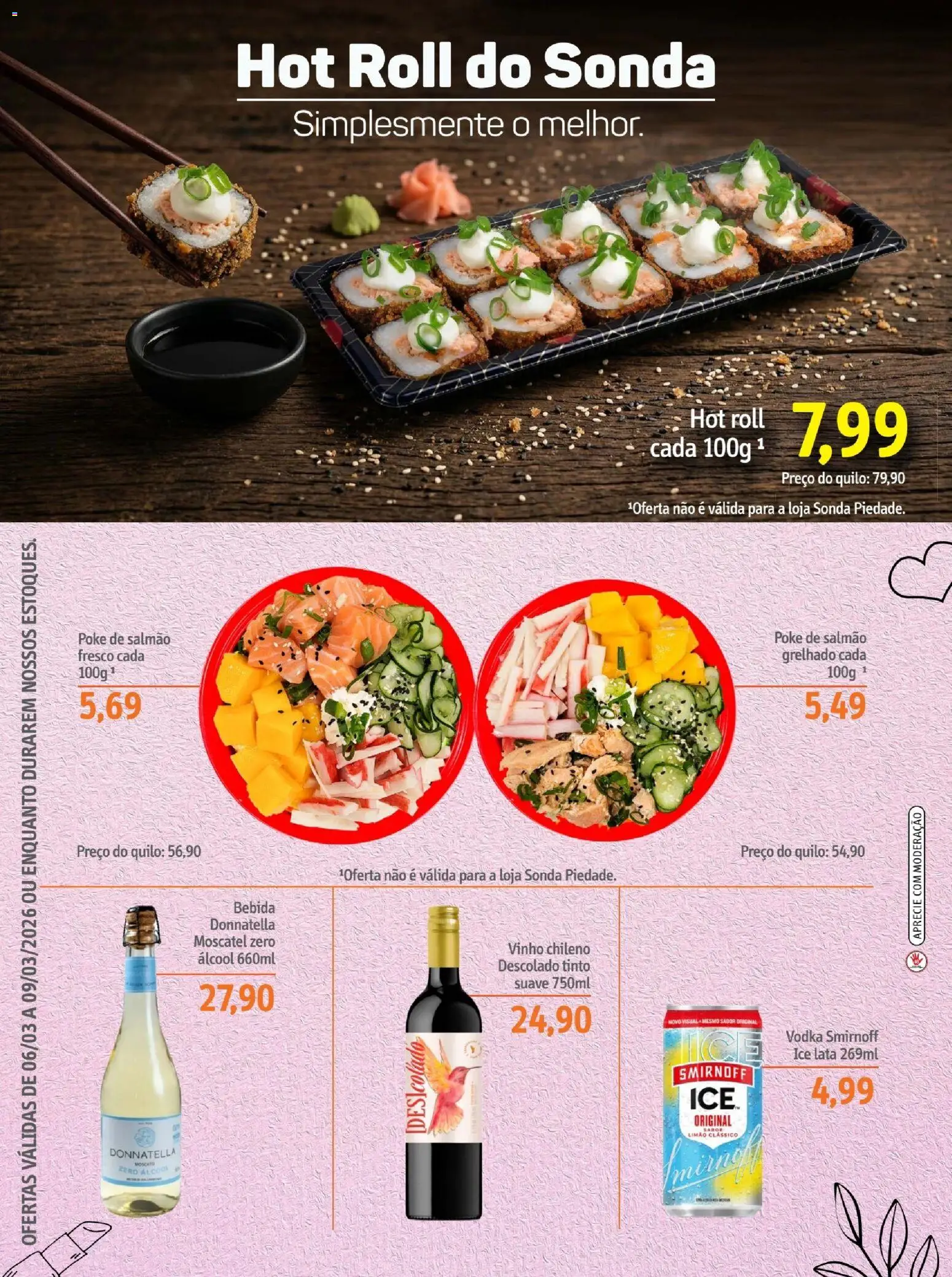 Sonda Folheto - válido de 06.03.2026 | Página: 8 | Produtos: Salmão, Vinho, Vodka, Bebida