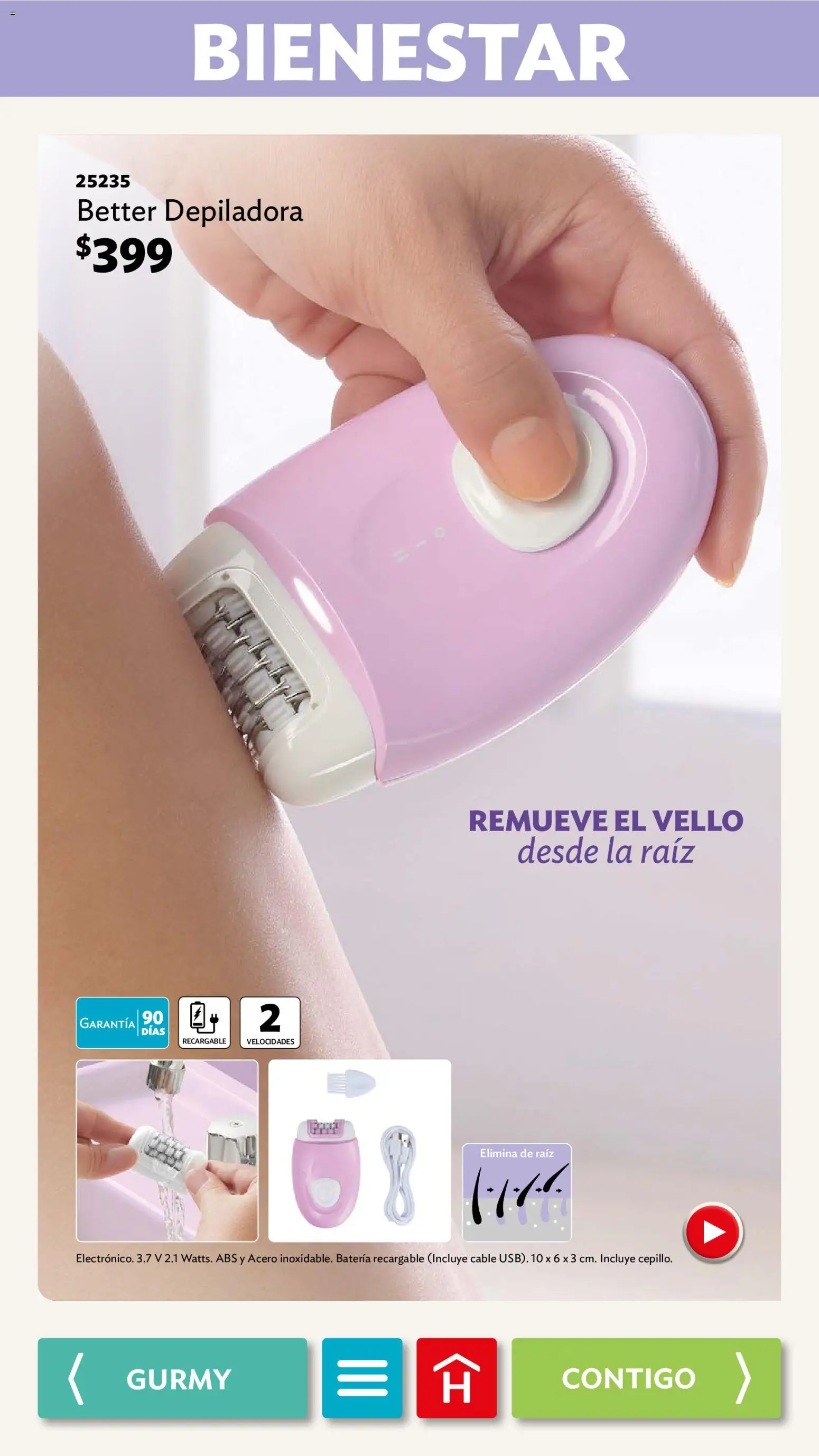Nuevas ofertas de Betterware válidas en toda la República Mexicana desde el 02.02.2026. ¡Encuentra las mejores ofertas en Betterware campaña 2 2026! | Página: 77 | Productos: Depiladora, Cable, Batería