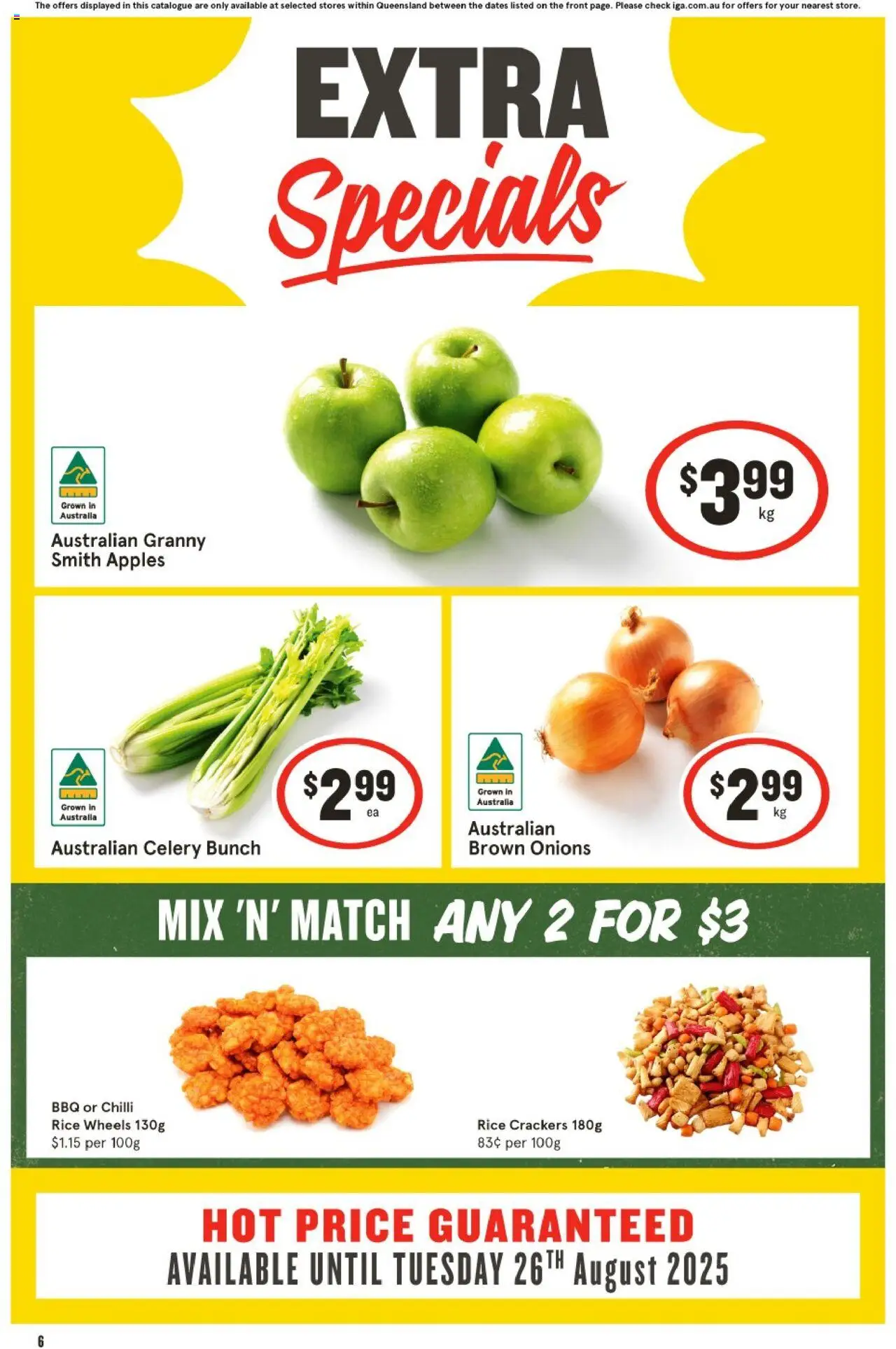 IGA catalogue - valid from 30.07.2025 | Page: 1 | Products: Crackers, Rice, Onions, Chilli