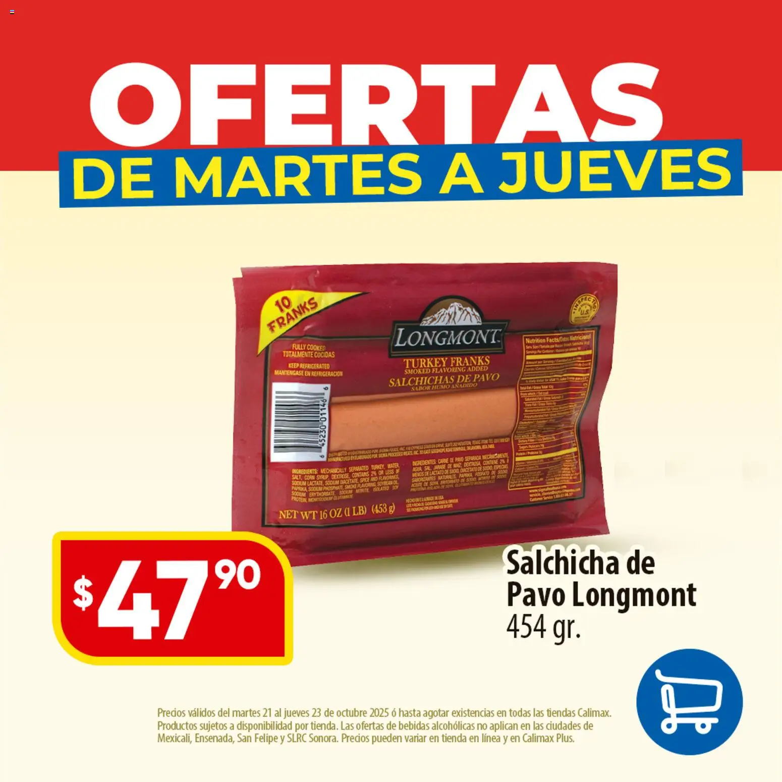 Nuevas ofertas de Calimax válidas en toda la República Mexicana desde el 21.10.2025. ¡Encuentra las mejores ofertas en Calimax folleto Ofertas! | Página: 2 | Productos: Salchicha, Aceite
