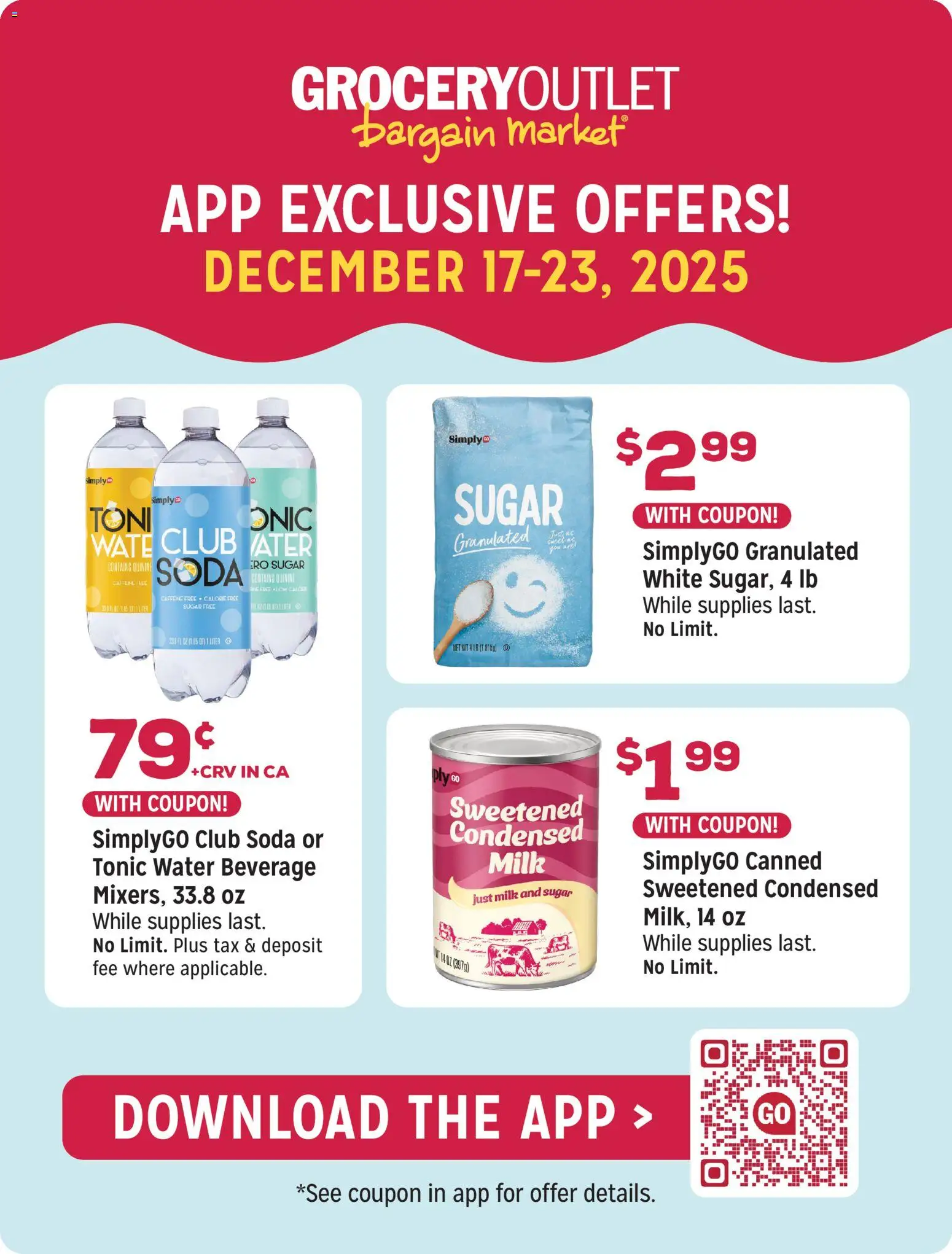 Grocery Outlet Weekly Ad - CA - valid from 17.12.2025 | Page: 6 | Products: Milk, Water, Sugar