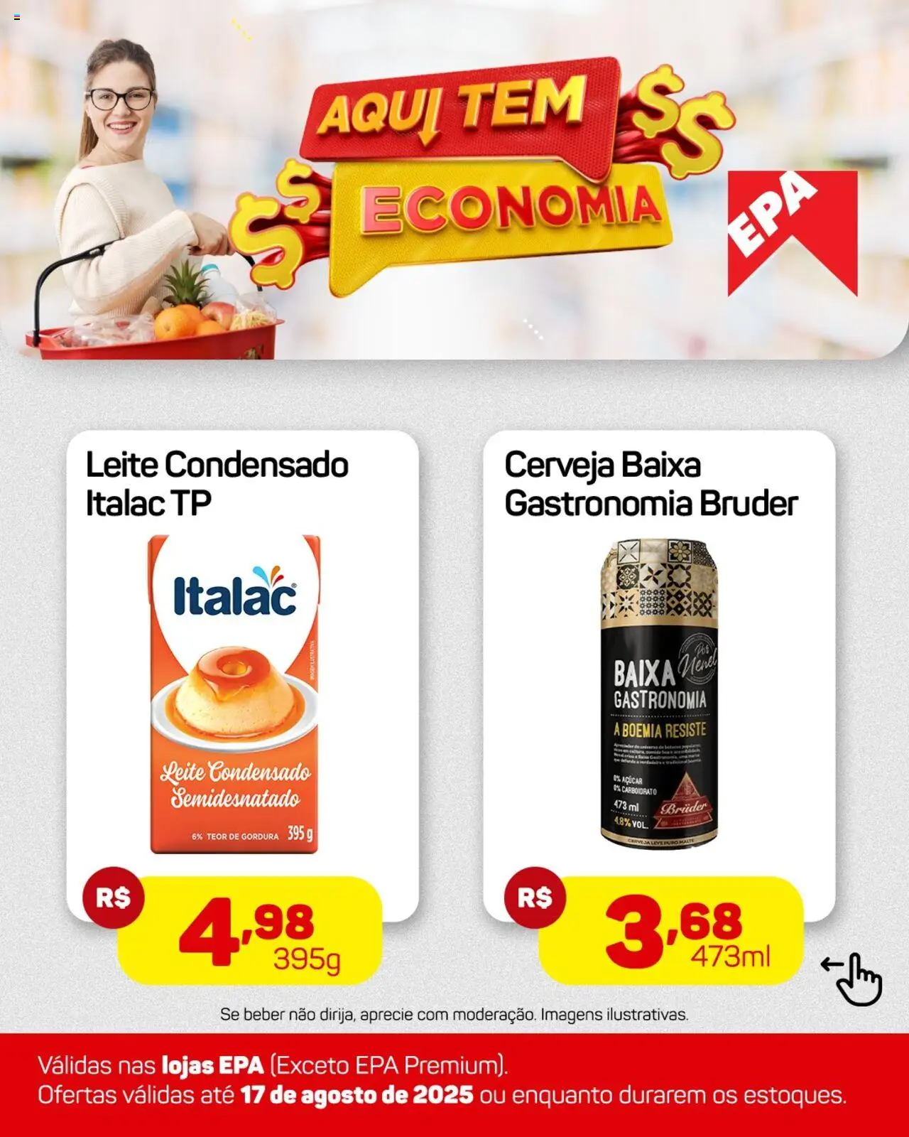 EPA Folheto - válido de 11.08.2025 | Página: 3 | Produtos: Leite, Cerveja, Açúcar, Leite condensado