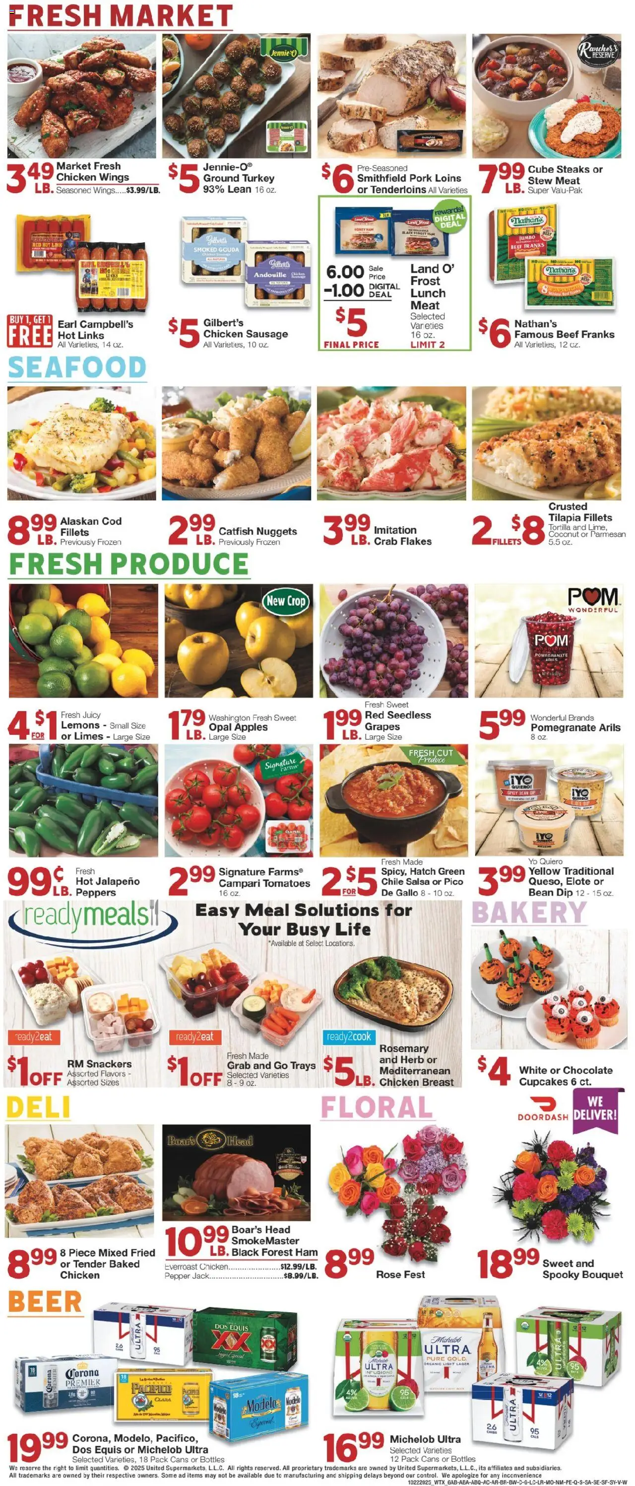 United Supermarkets Weekly Ad - valid from 21.10.2025 | Page: 6 | Products: Ham, Pork, Tomatoes, Pepper