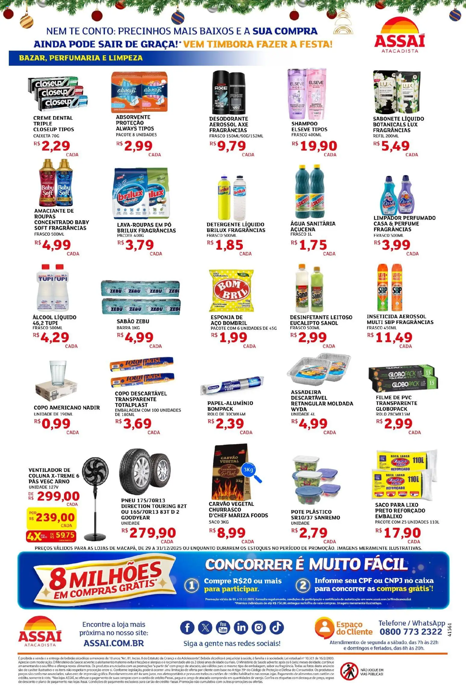 Assaí Atacadista Folheto - válido de 29.12.2025 | Página: 4 | Produtos: Sabão, Bebida, Creme dental, Absorvente