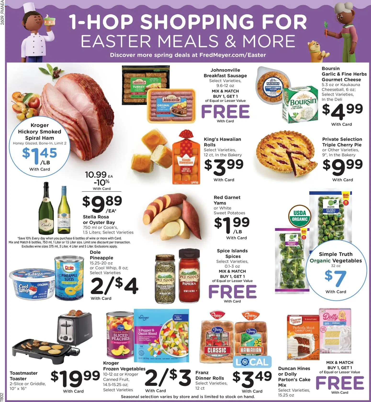Fred Meyer Weekly Ad - valid from 01.04.2026 | Page: 5 | Products: Wine, Pineapple, Vegetables, Sausage