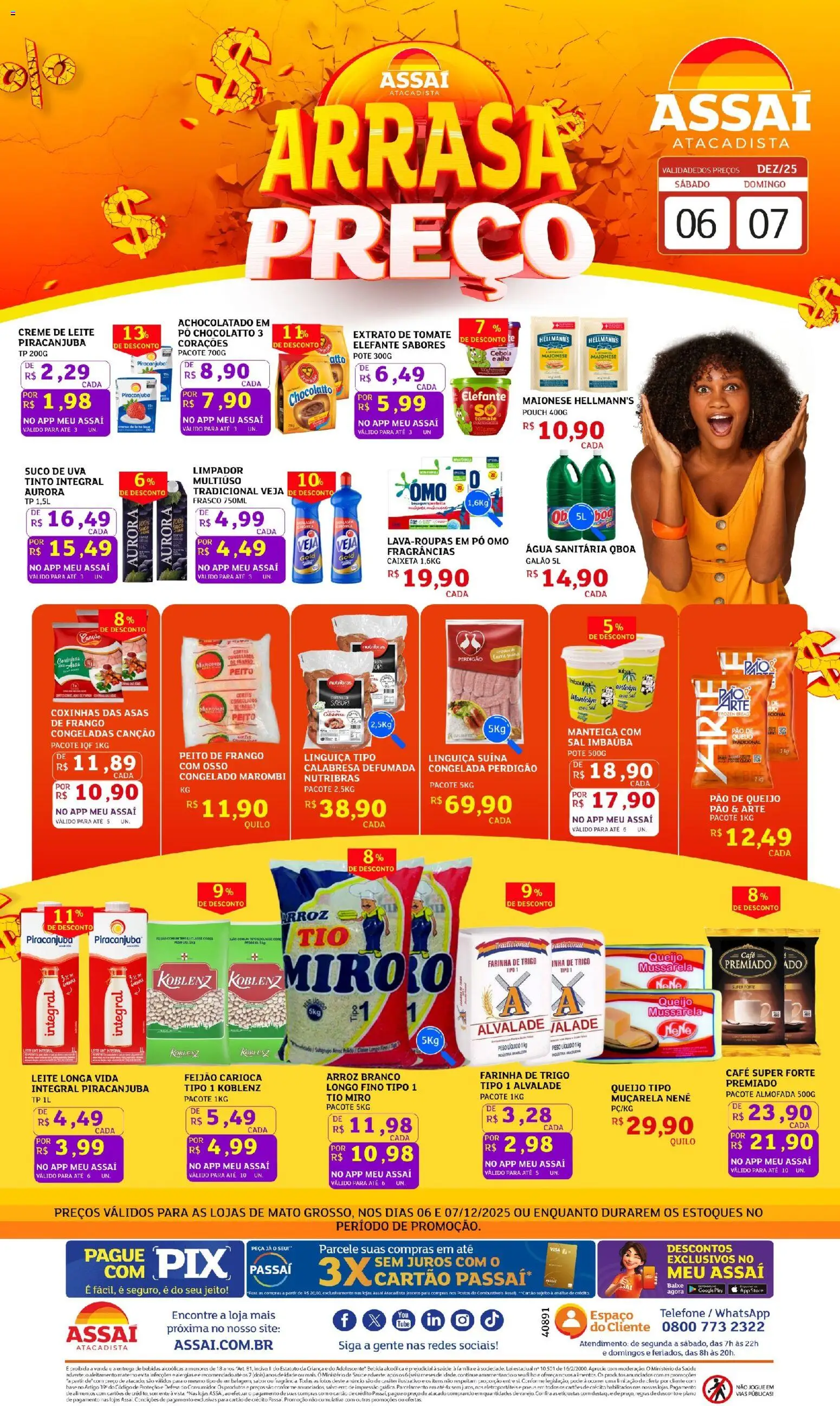 Assaí Atacadista Folheto - válido de 06.12.2025 | Página: 1 | Produtos: Linguiça, Queijo, Creme, Creme de leite