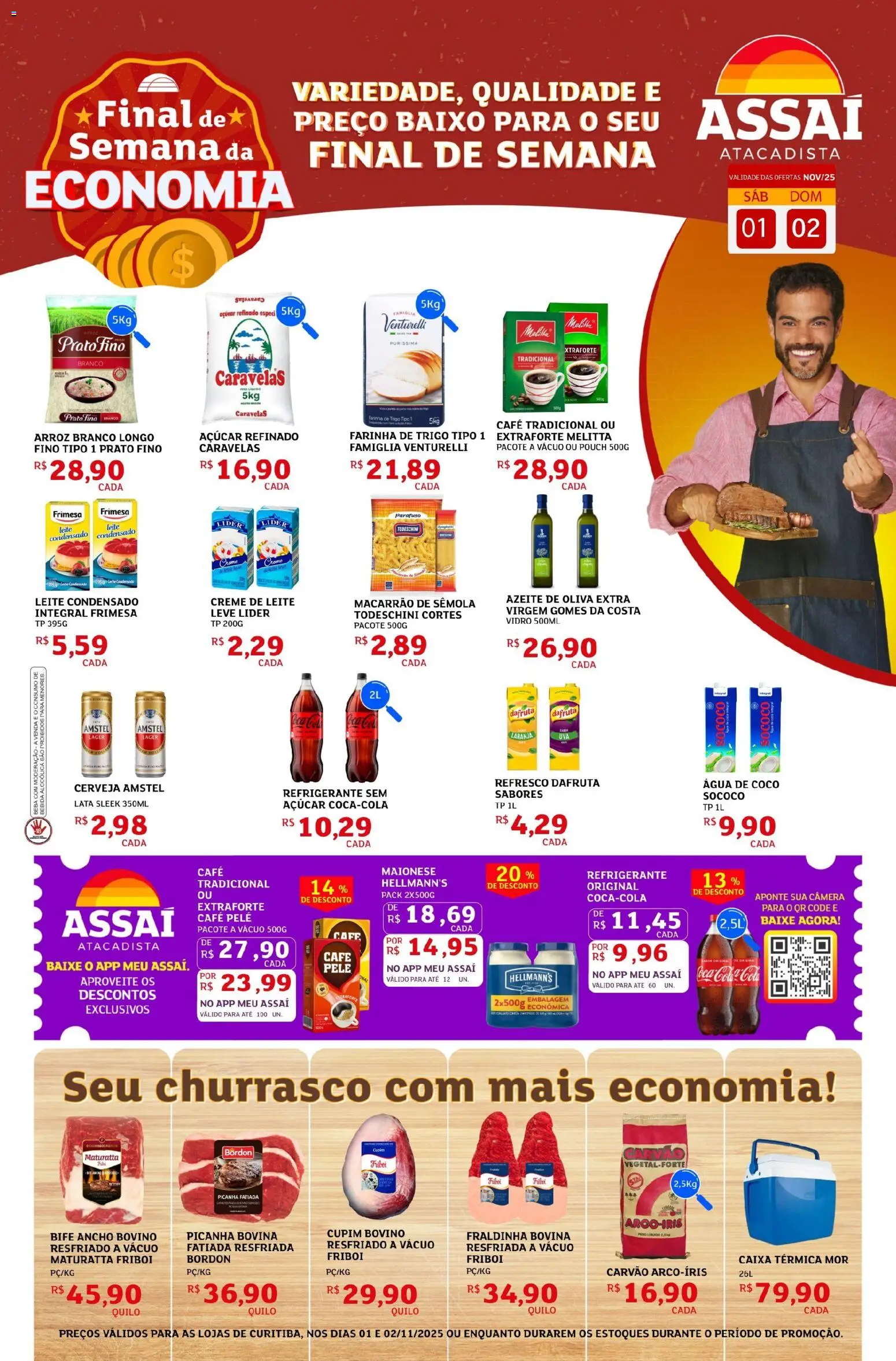 Assaí Atacadista Folheto - válido de 01.11.2025 | Página: 1 | Produtos: Açúcar, Refrigerante, Creme de leite, Maionese