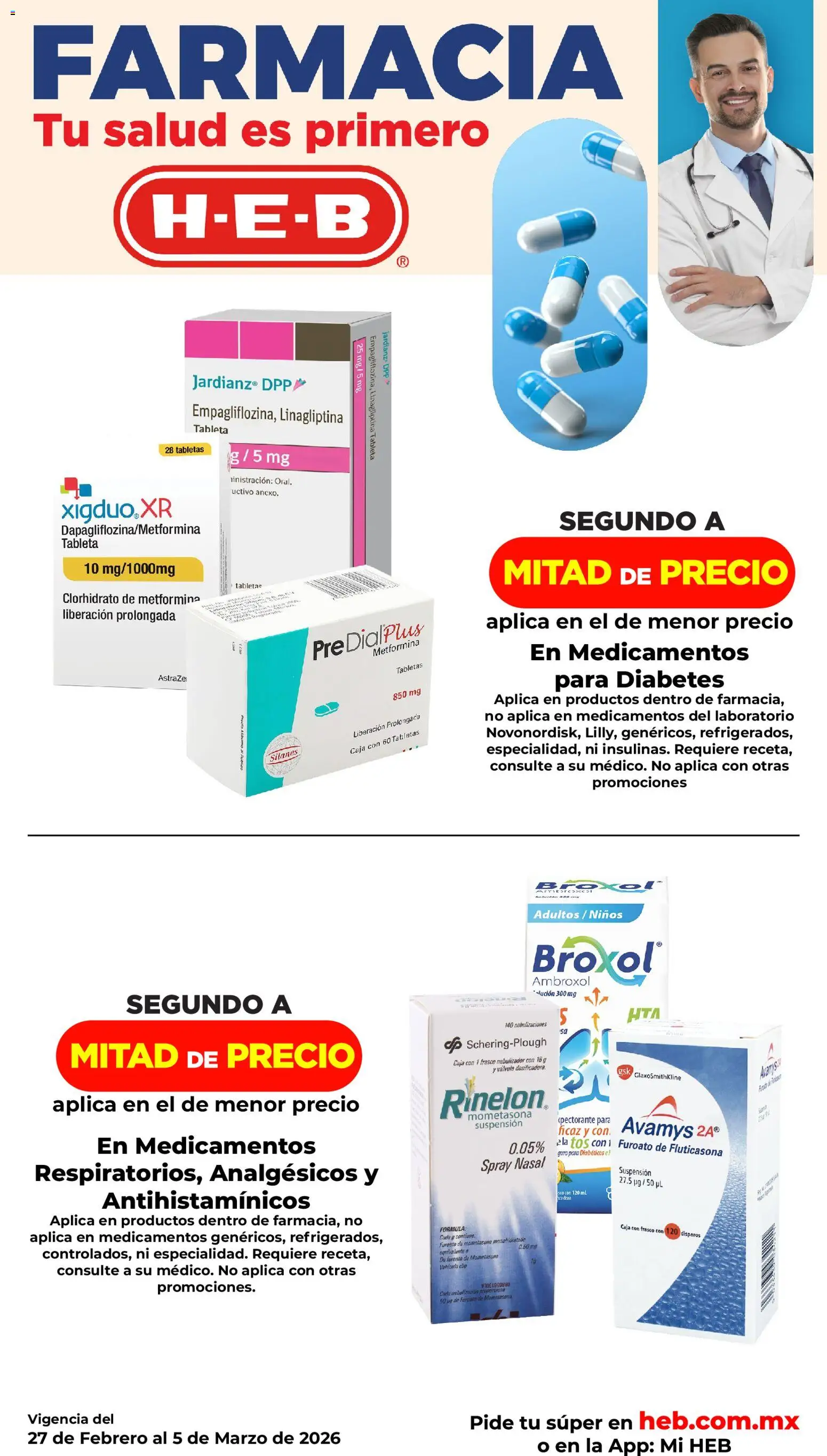 Nuevas ofertas de H-E-B válidas en toda la República Mexicana desde el 27.02.2026. ¡Encuentra las mejores ofertas en H-E-B folleto! | Página: 14 | Productos: Frasco, Nebulizador, Caja, Tableta
